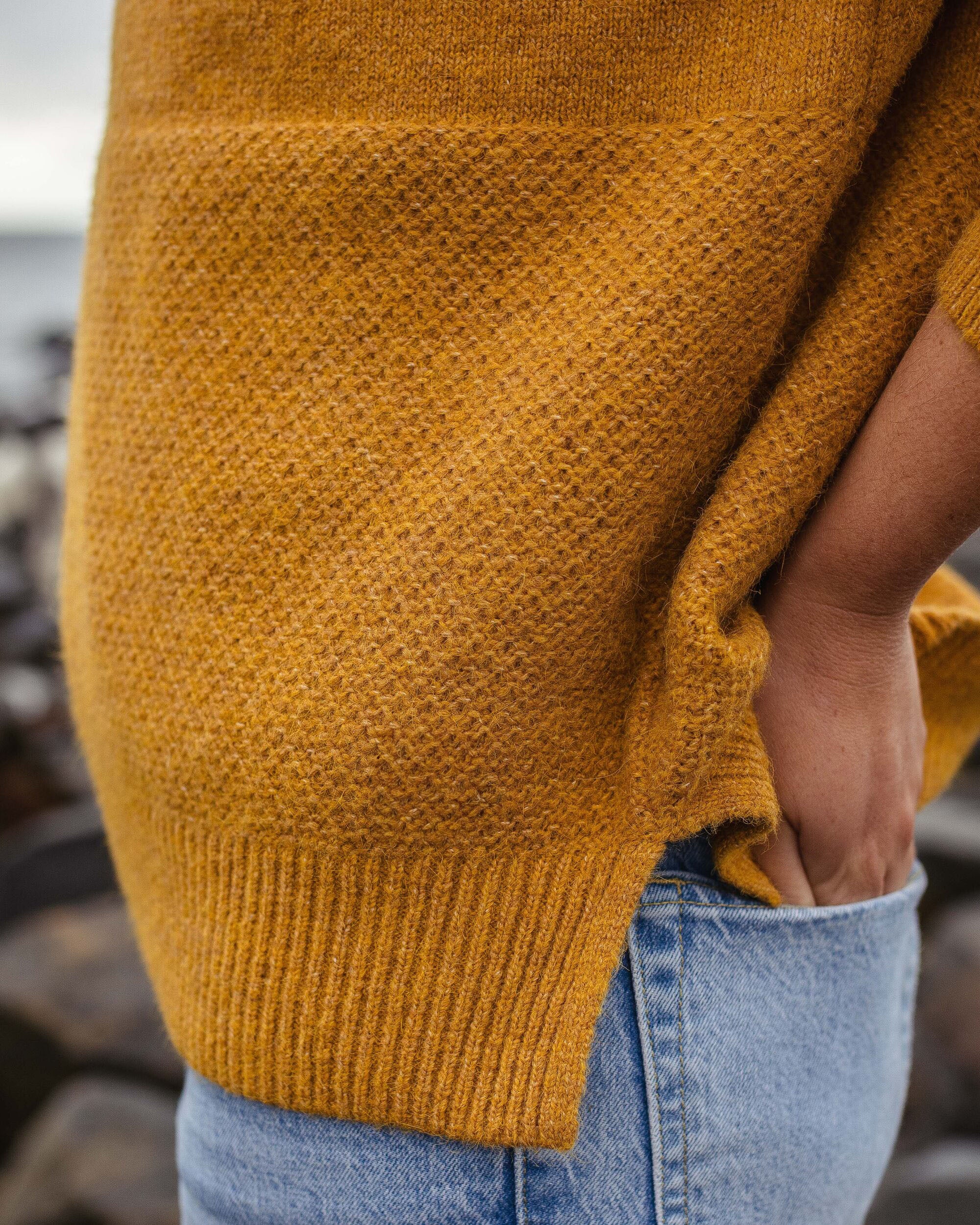 Cove Recycled Knitted Jumper - Amber Gold - Lifestyle
