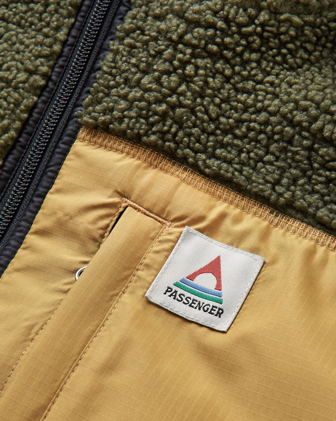 Born Explorer Recycled Polar-Lined Sherpa Fleece - Khaki - Flatlay