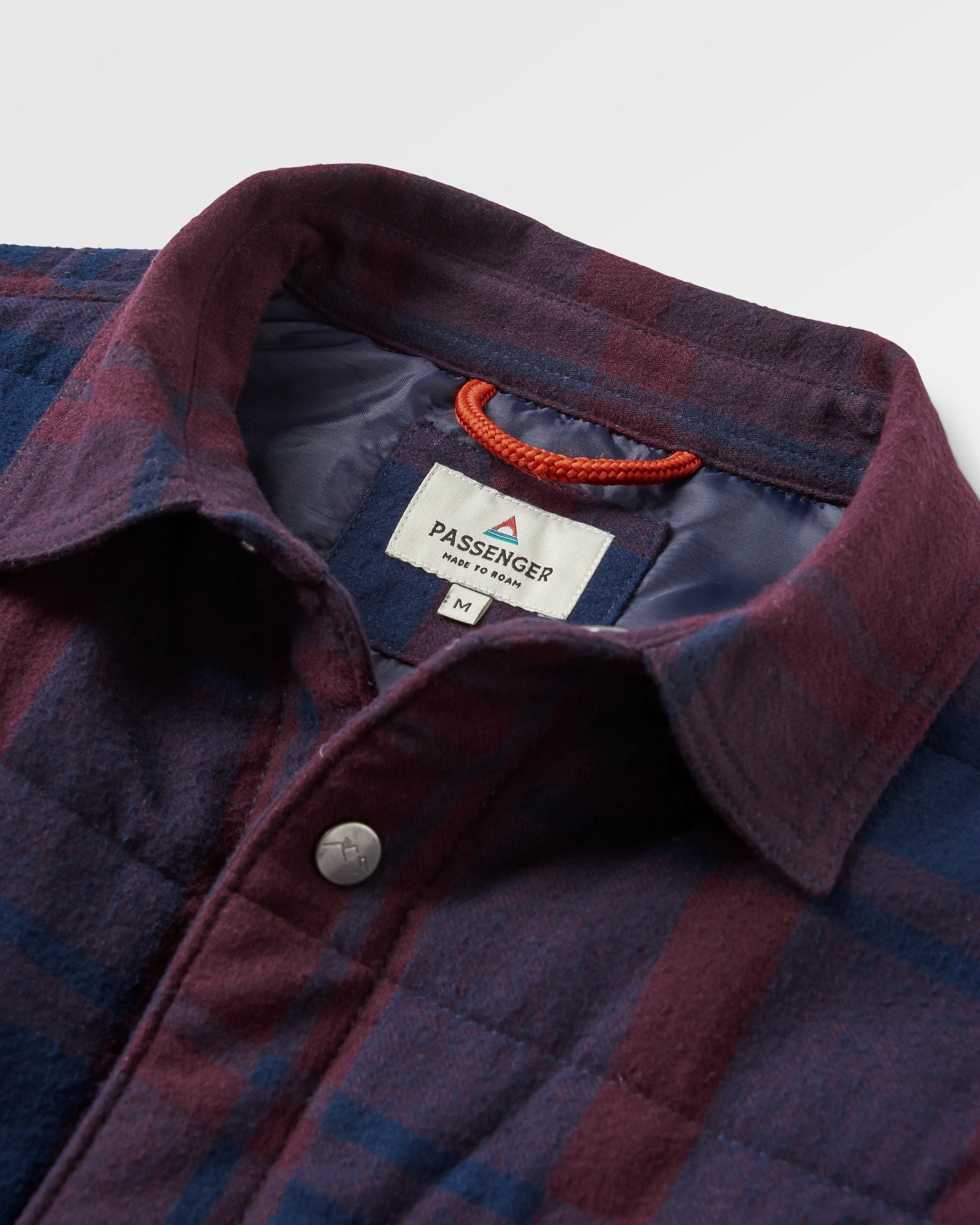 Taranaki Quilted Overshirt - Deep Plum/Deep Navy Check - Flatlay