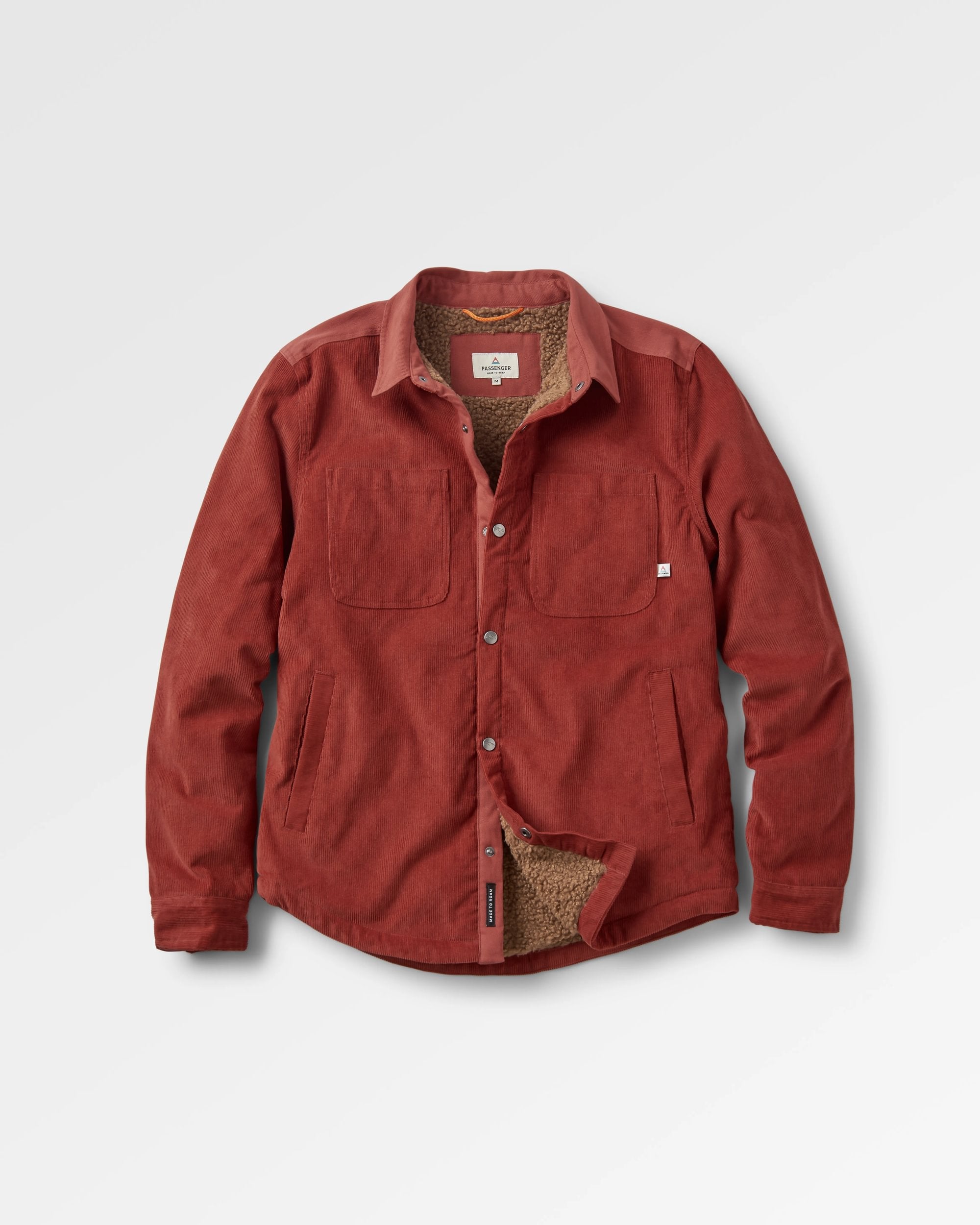 Kodiak Sherpa Lined Cord Overshirt - Red Ochre - Flatlay