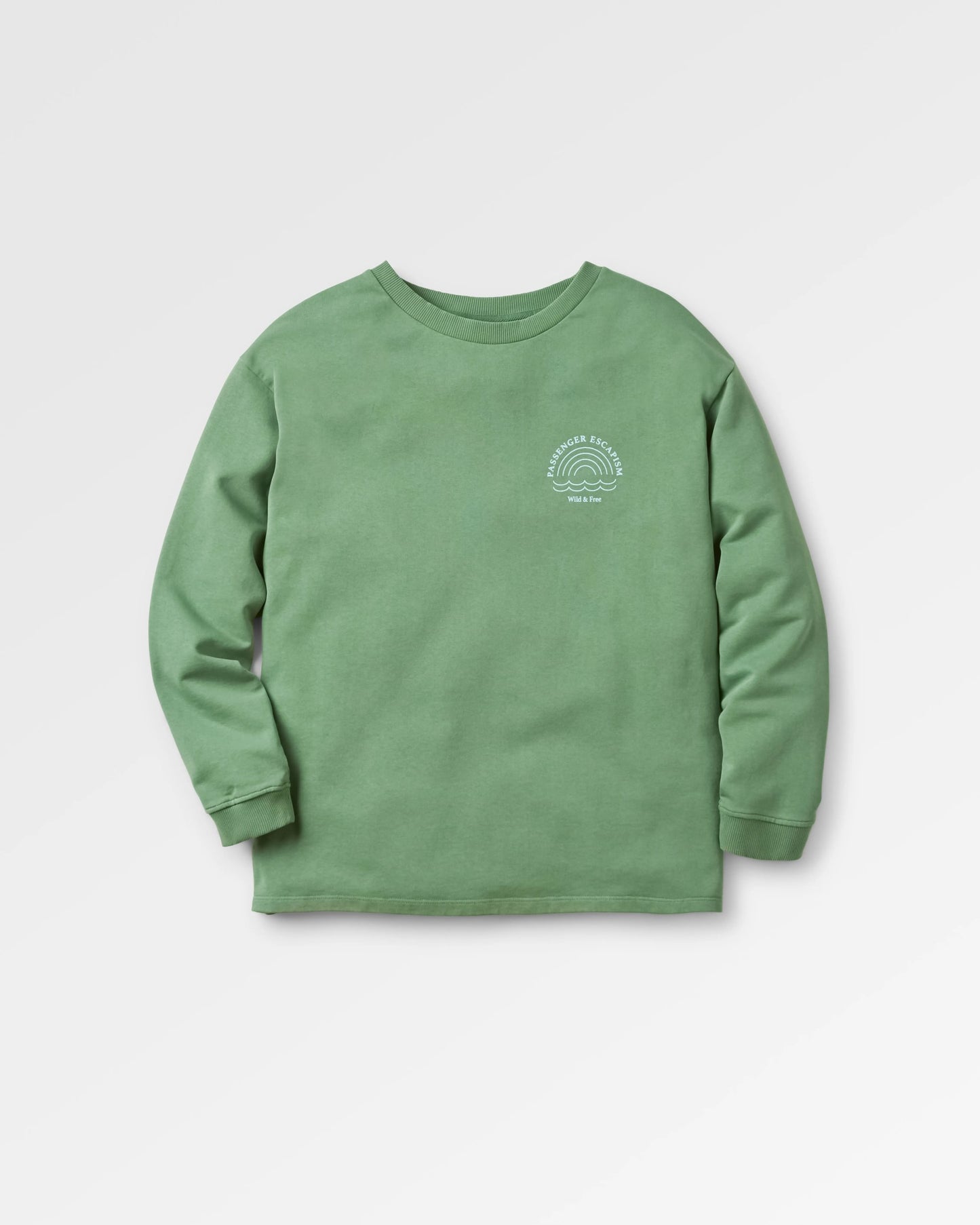 Rainbow Recycled Cotton Oversized Sweatshirt - Dark Ivy - Flatlay