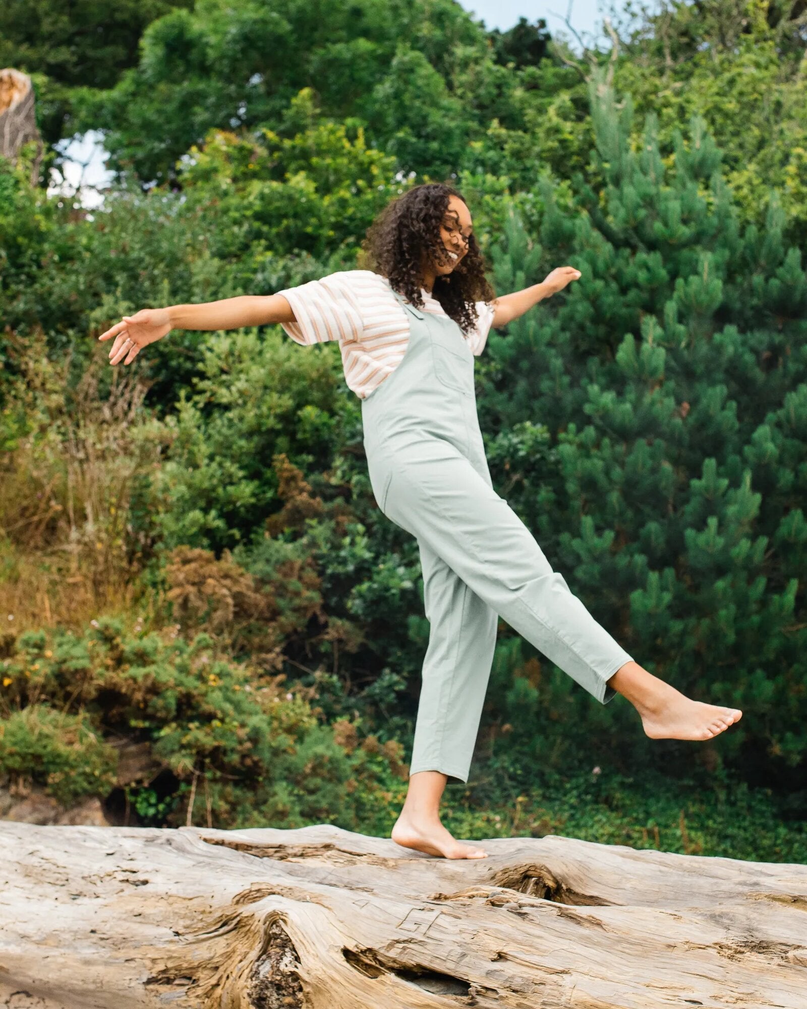 Meadows Organic Cotton Dungarees - Pistachio - Lifestyle