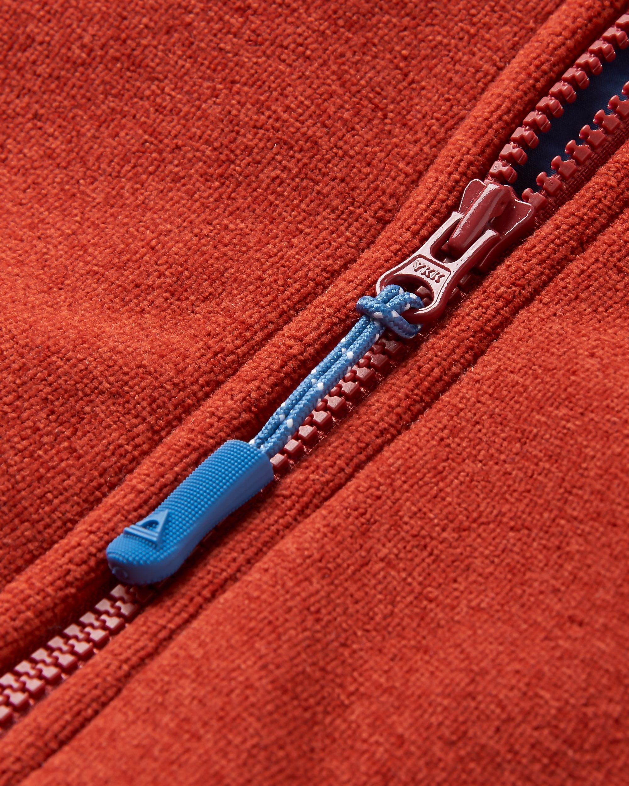 Crest Recycled Polartec® Fleece Hoodie - Red Ochre - Flatlay