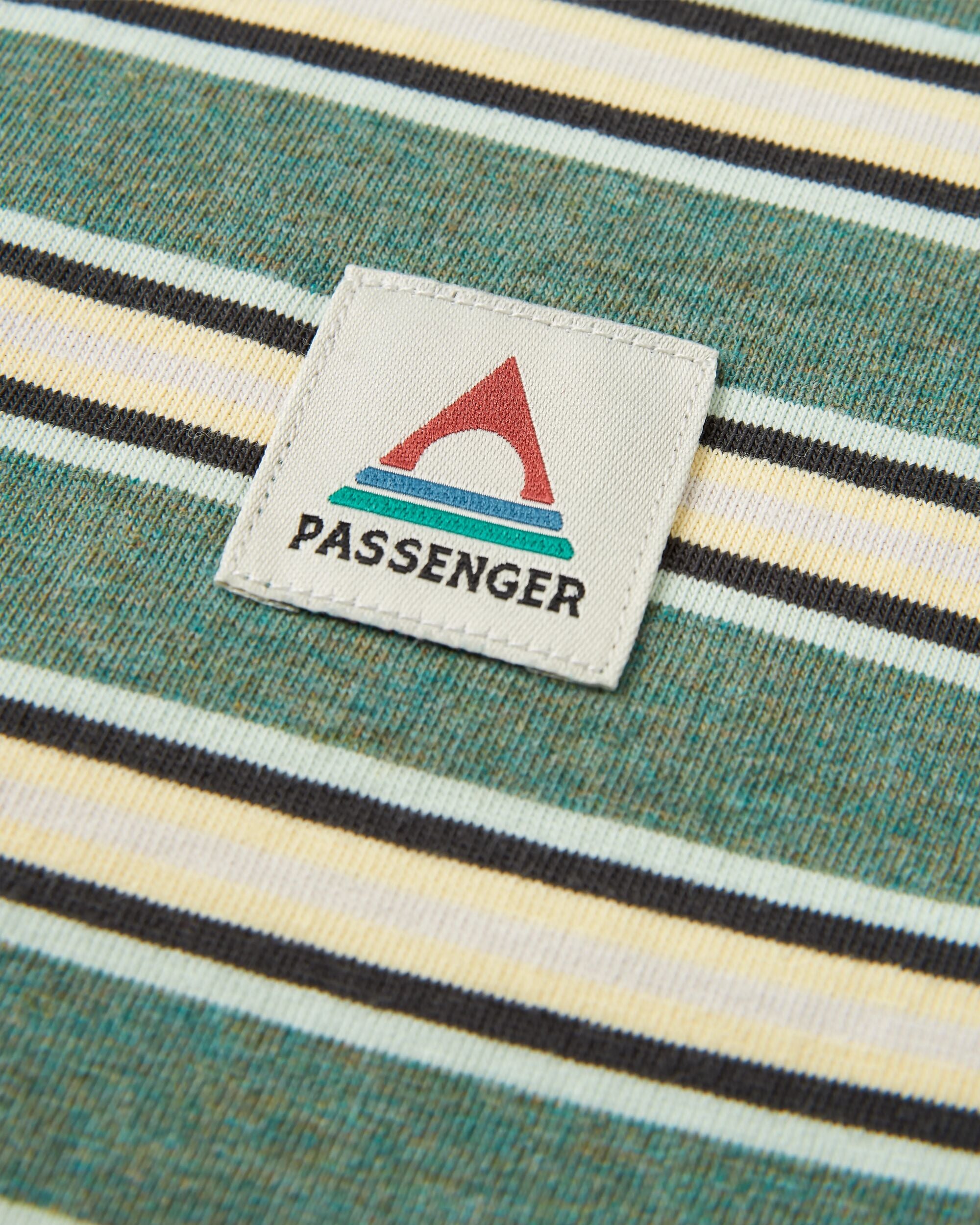 Retro Recycled Cotton Relaxed Fit T-Shirt - Deep Ocean Multi Stripe - Flatlay