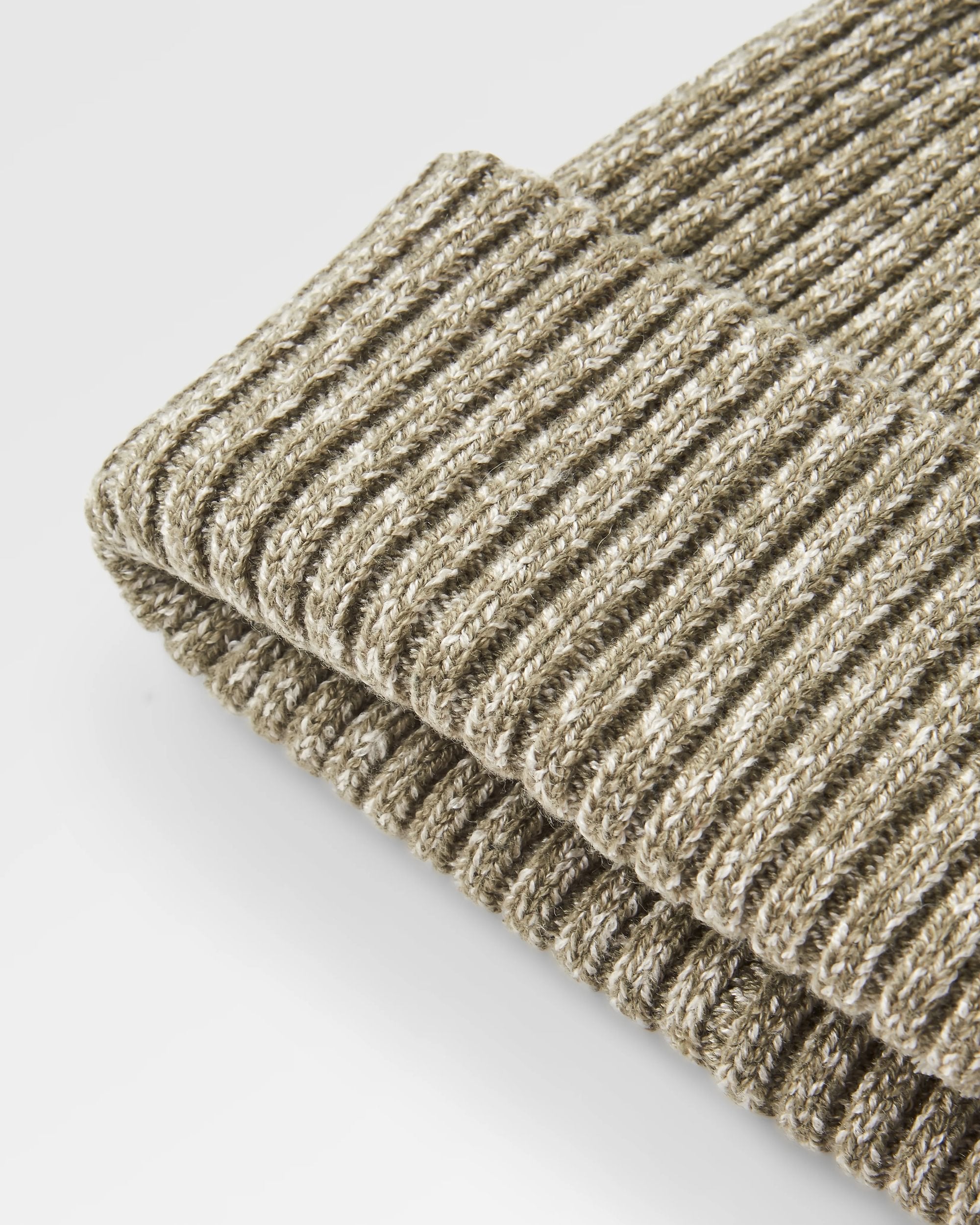 Fisherman Marl Beanie - Khaki - Flatlay