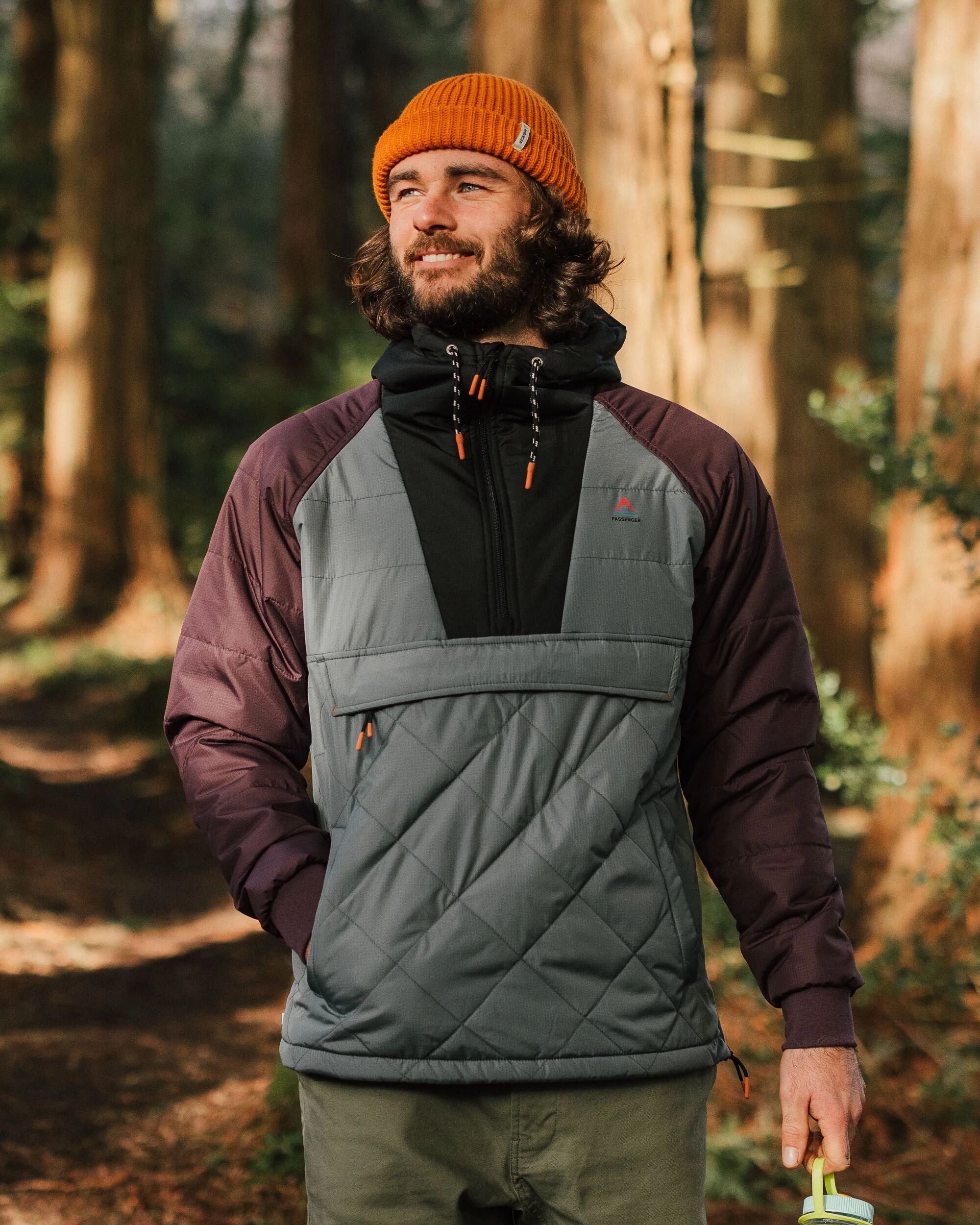 Oceanic Recycled Insulated Anorak - Storm Grey/Deep Plum - Lifestyle