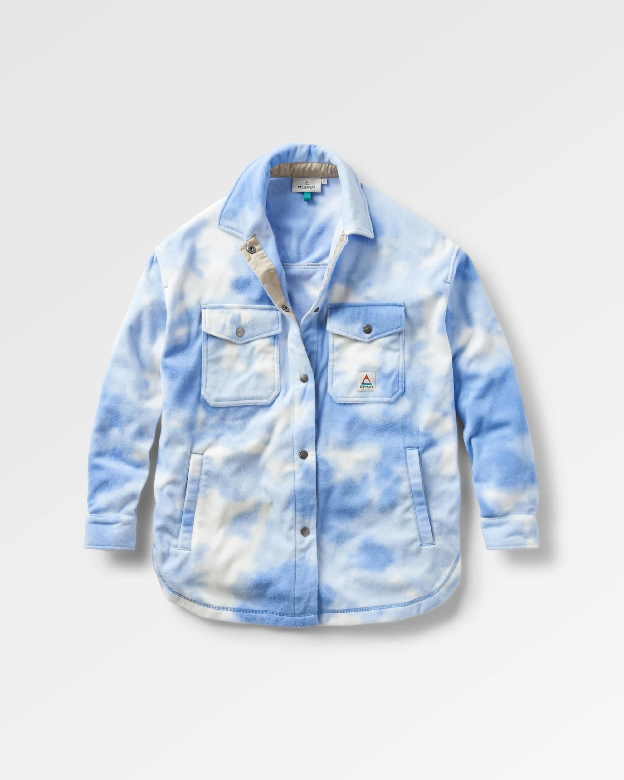 East Recycled Polar Fleece Shirt - Tie Dye Cornflower - Flatlay