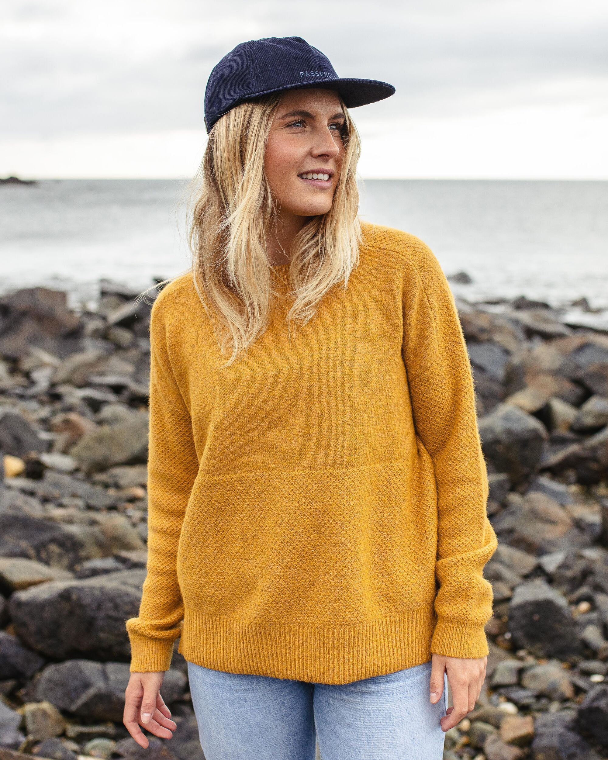 Cove Recycled Knitted Jumper - Amber Gold - Lifestyle