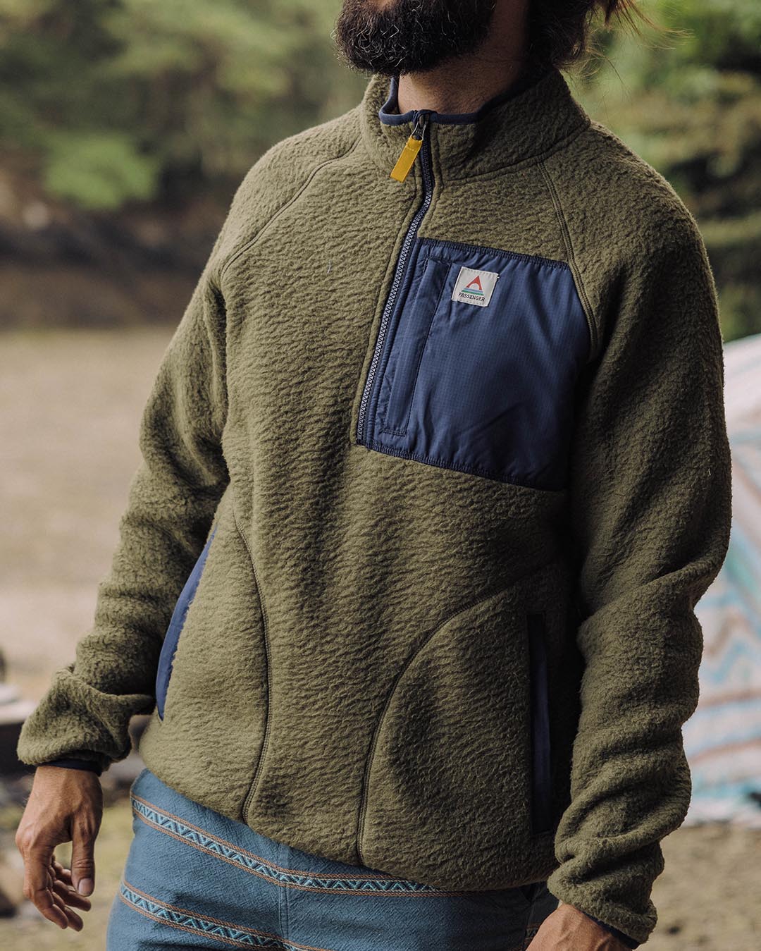 Offgrid 1/4 Zip Recycled Sherpa Fleece Khaki – Passenger