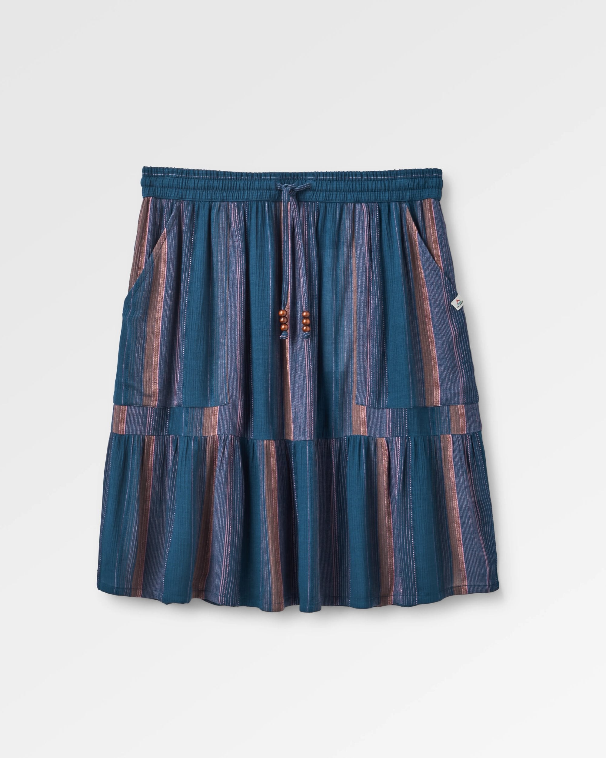 Dew EcoVero Woven Skirt - Dark Denim Multi Stripe - Flatlay