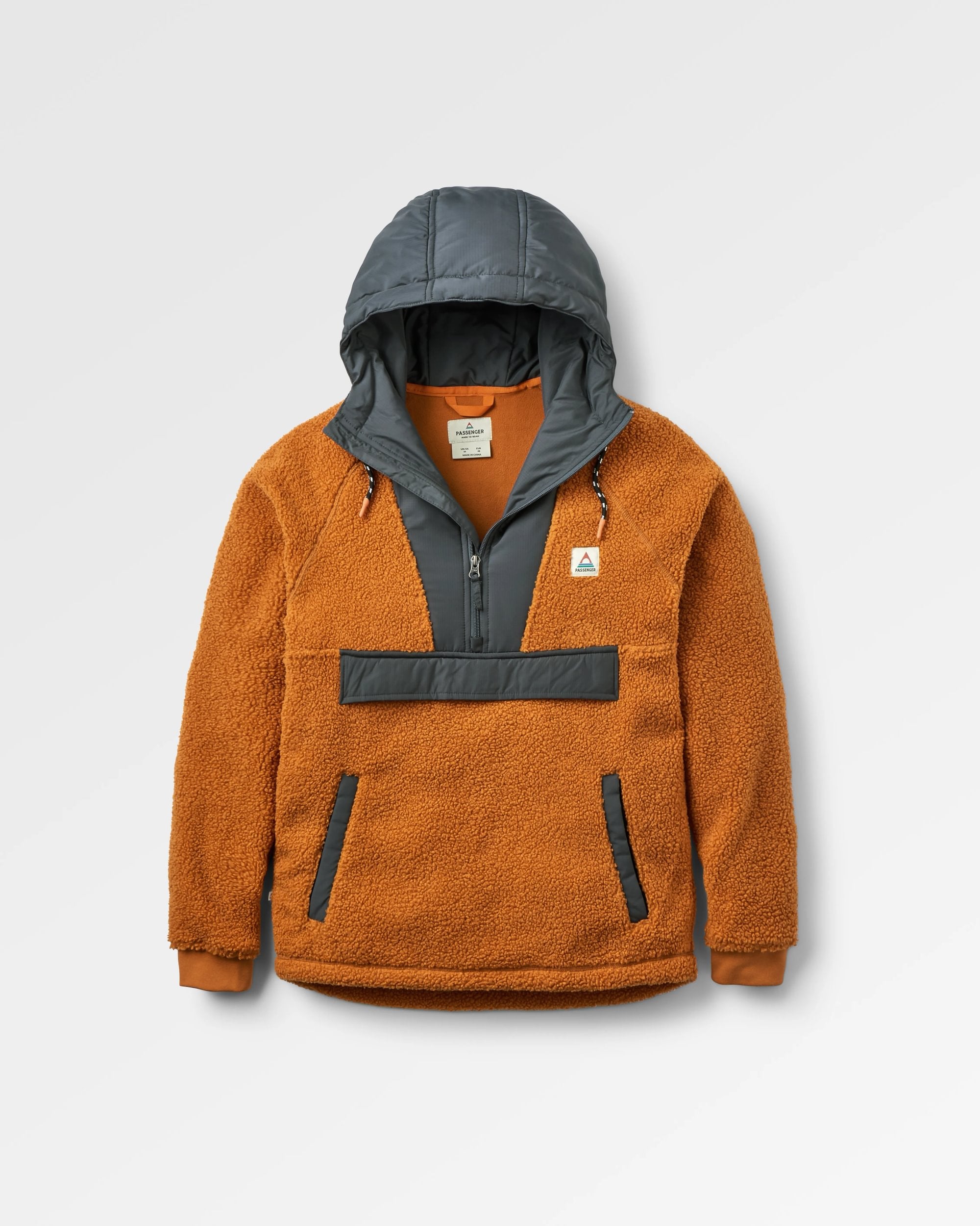 Woodland Recycled Polar-lined Sherpa Fleece - Retro Orange - Flatlay