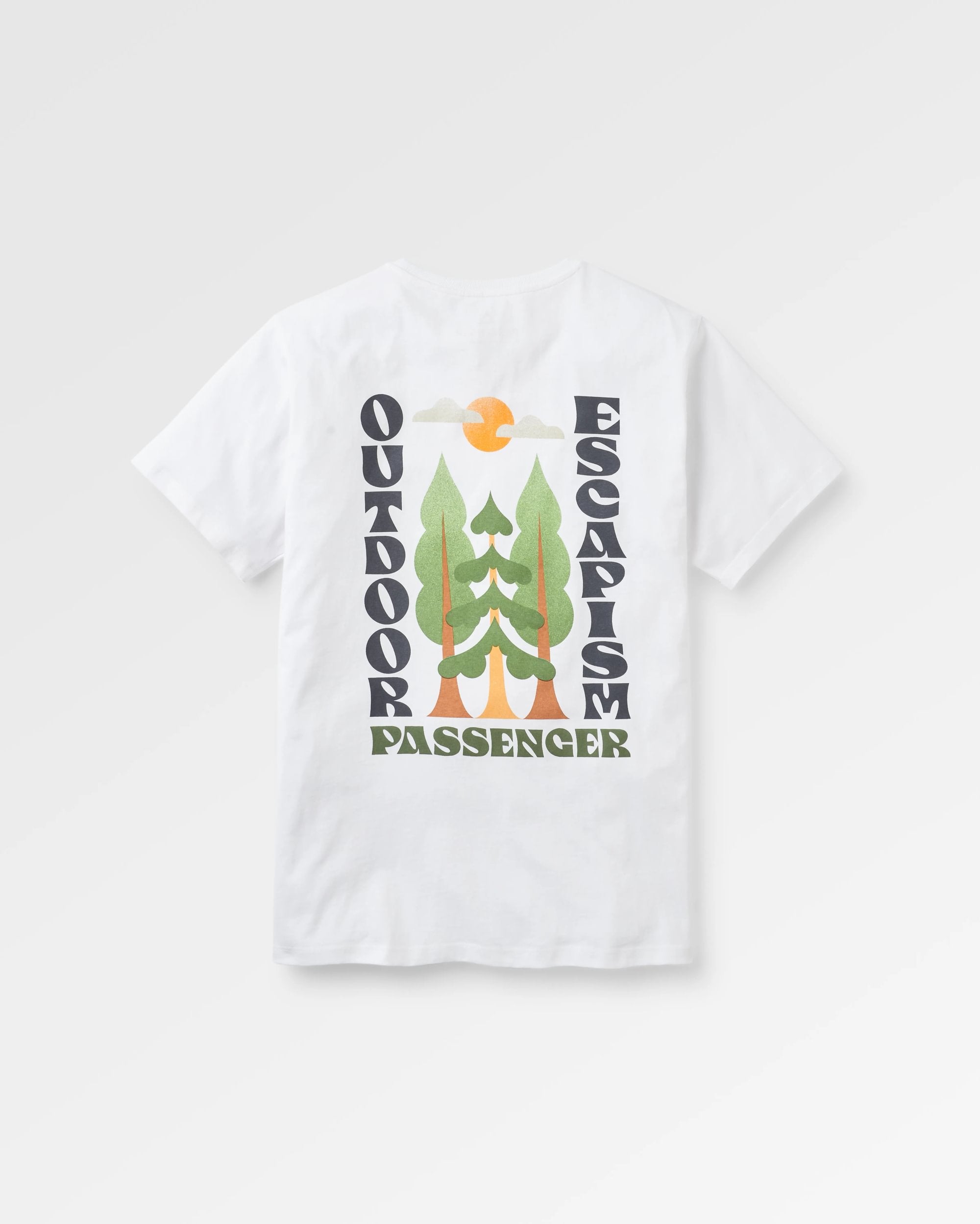 Tall Pines Men's Recycled Cotton T-Shirt - White - Flatlay