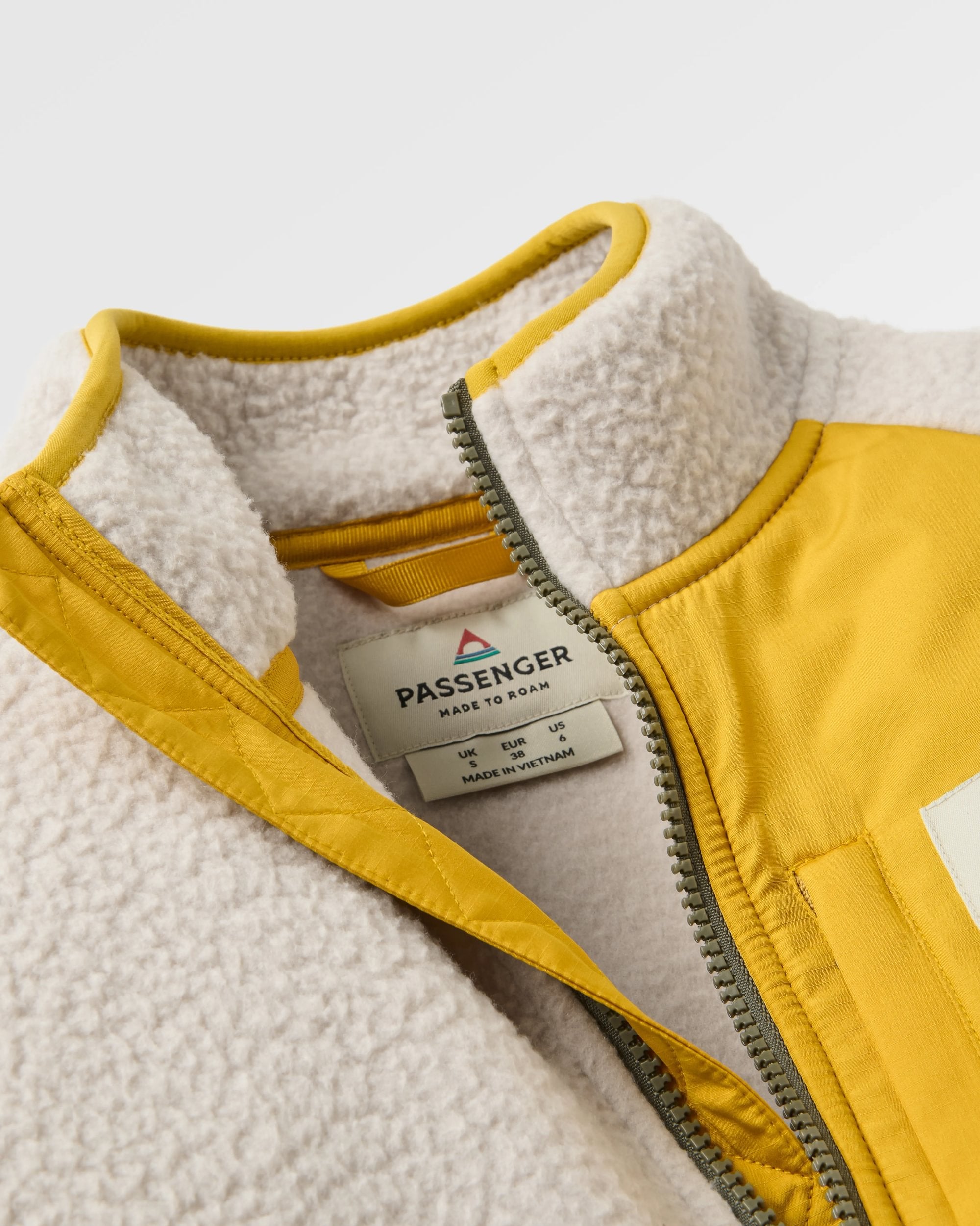 Home Recycled Sherpa Fleece - Vintage White/Dusty Olive - Flatlay