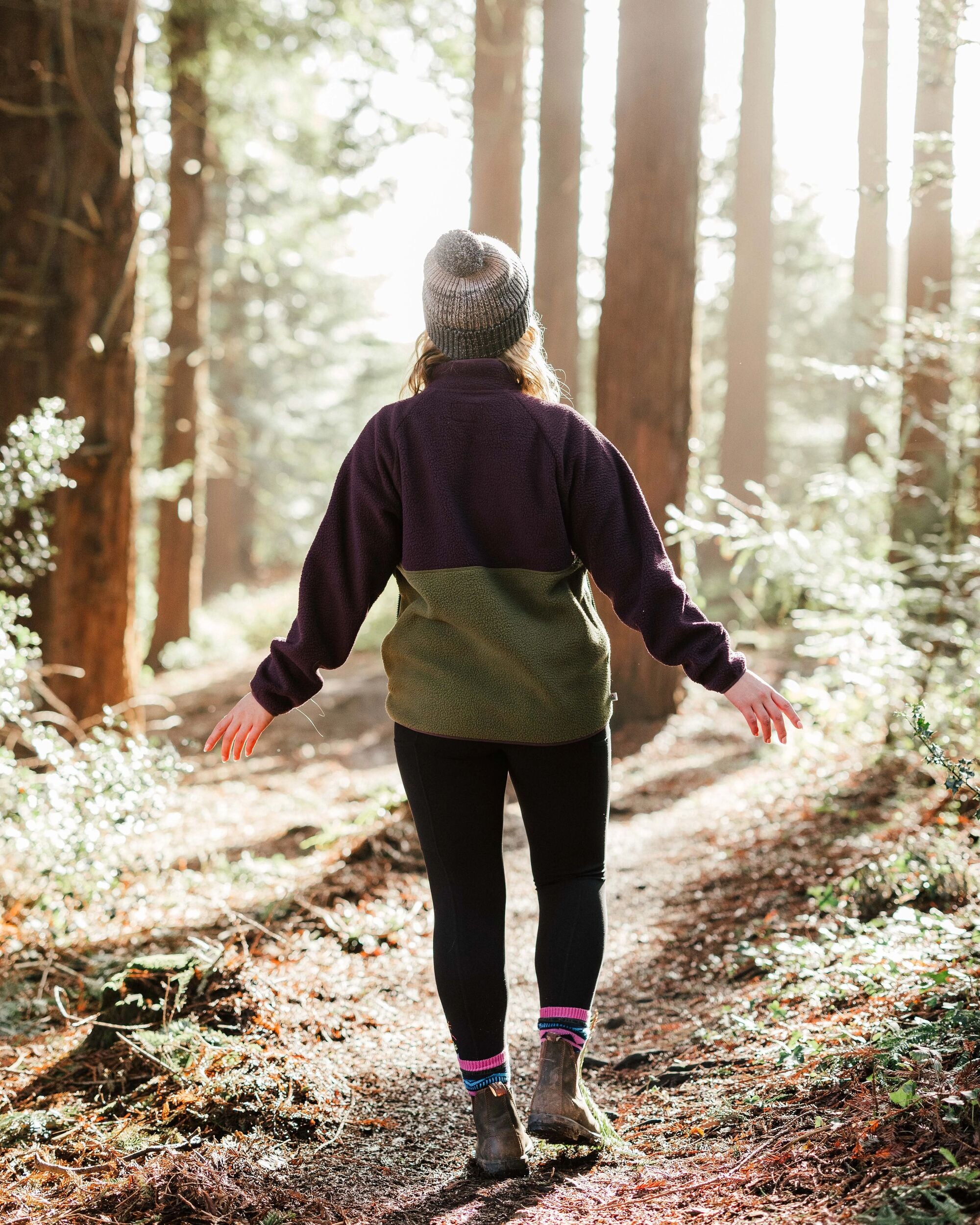 Home Recycled Sherpa Fleece - Deep Plum/Khaki - Lifestyle