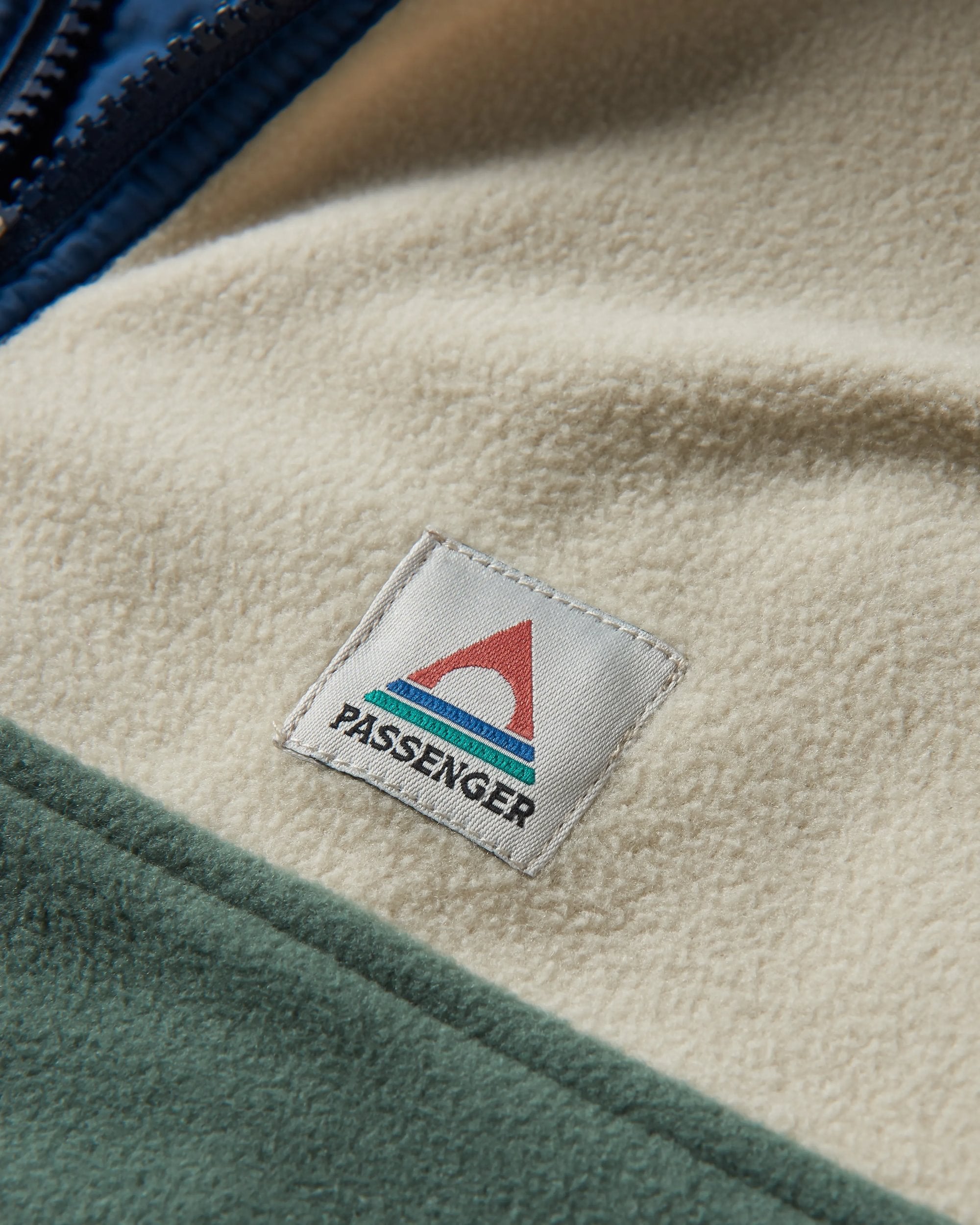 Set Off Recycled Polar 1/4 Zip Fleece - Oatmeal/ Dark Forest - Flatlay