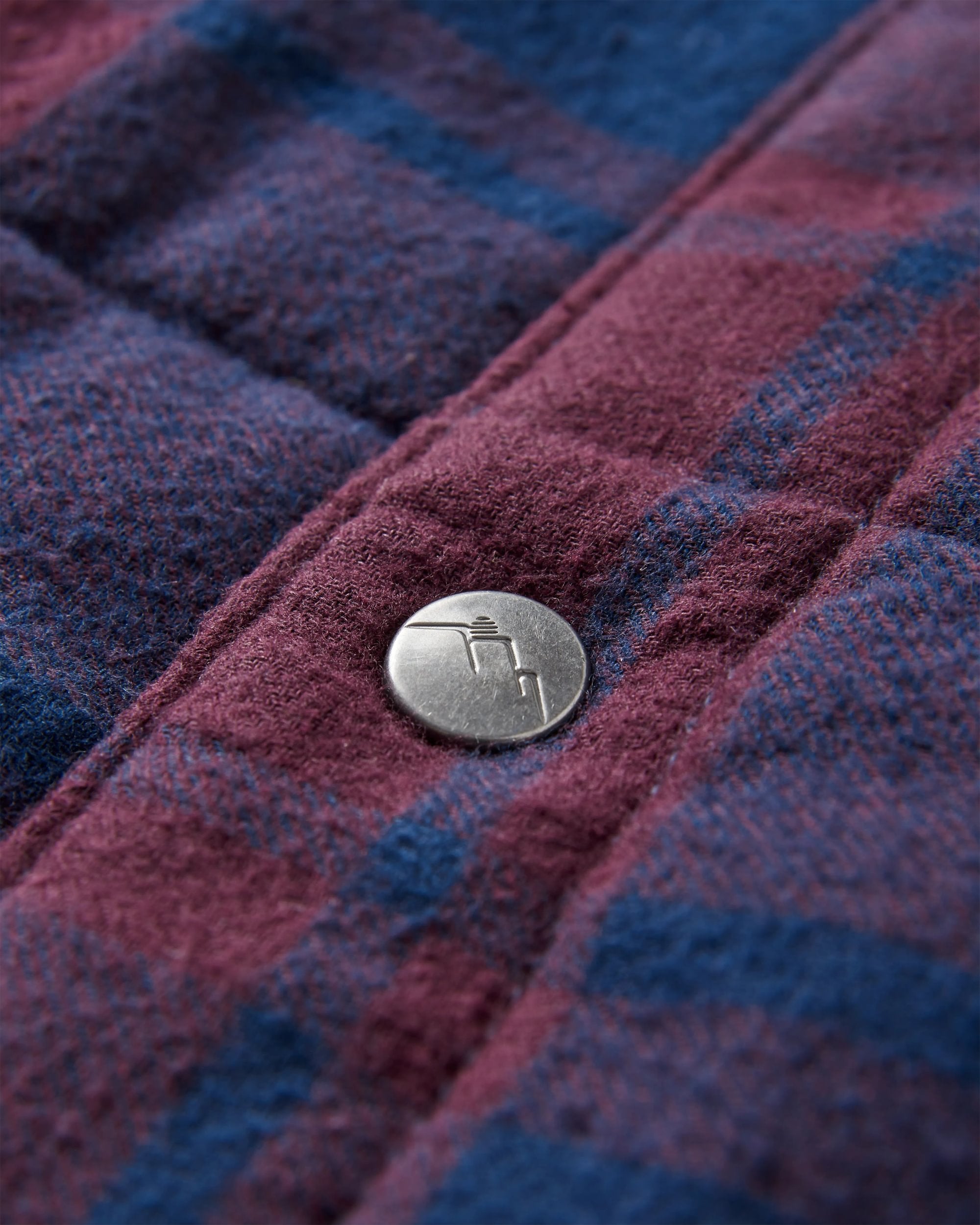 Taranaki Quilted Overshirt - Deep Plum/Deep Navy Check - Flatlay