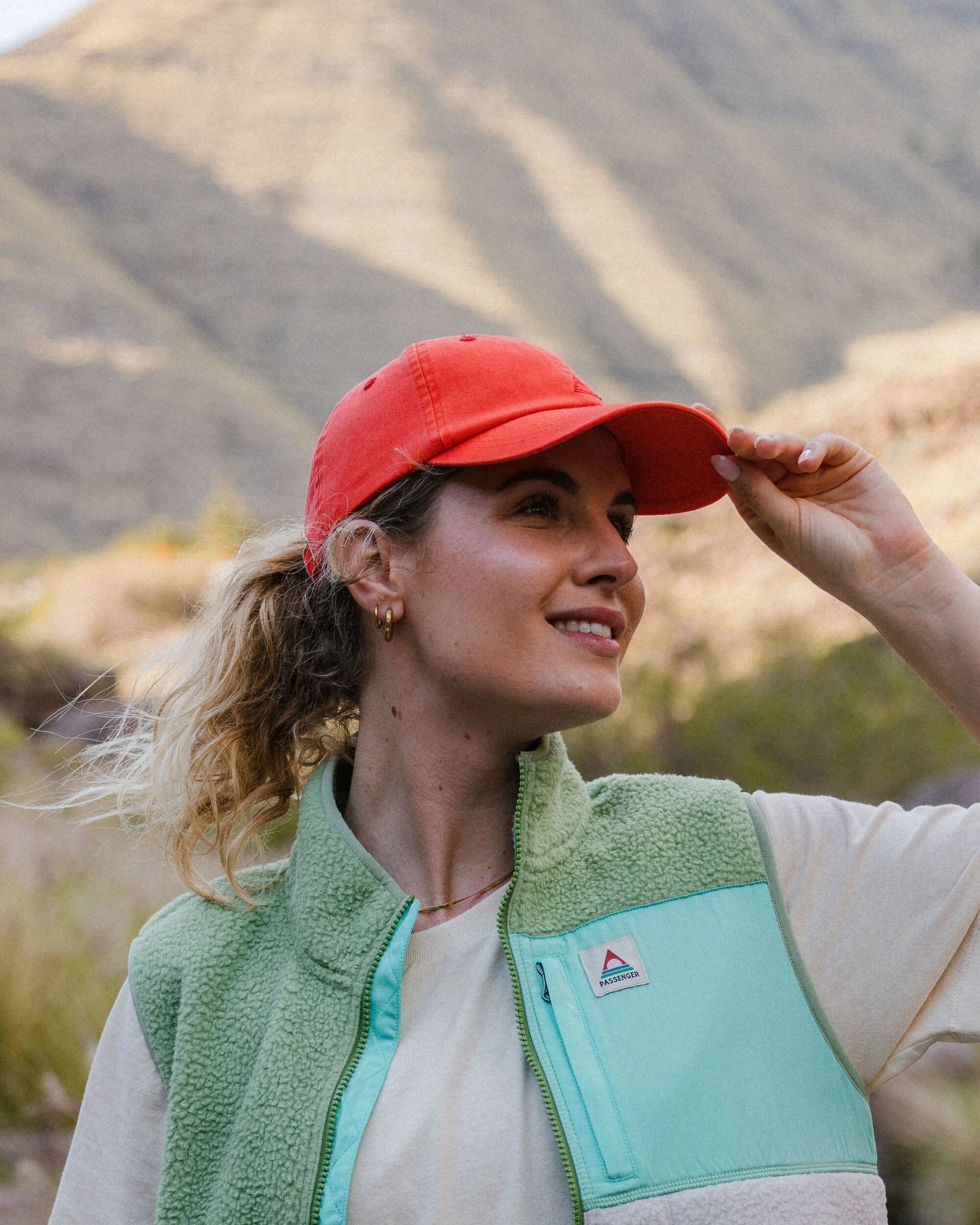 Classic Recycled Cotton 6 Panel Cap - Ember Orange - Lifestyle - Female