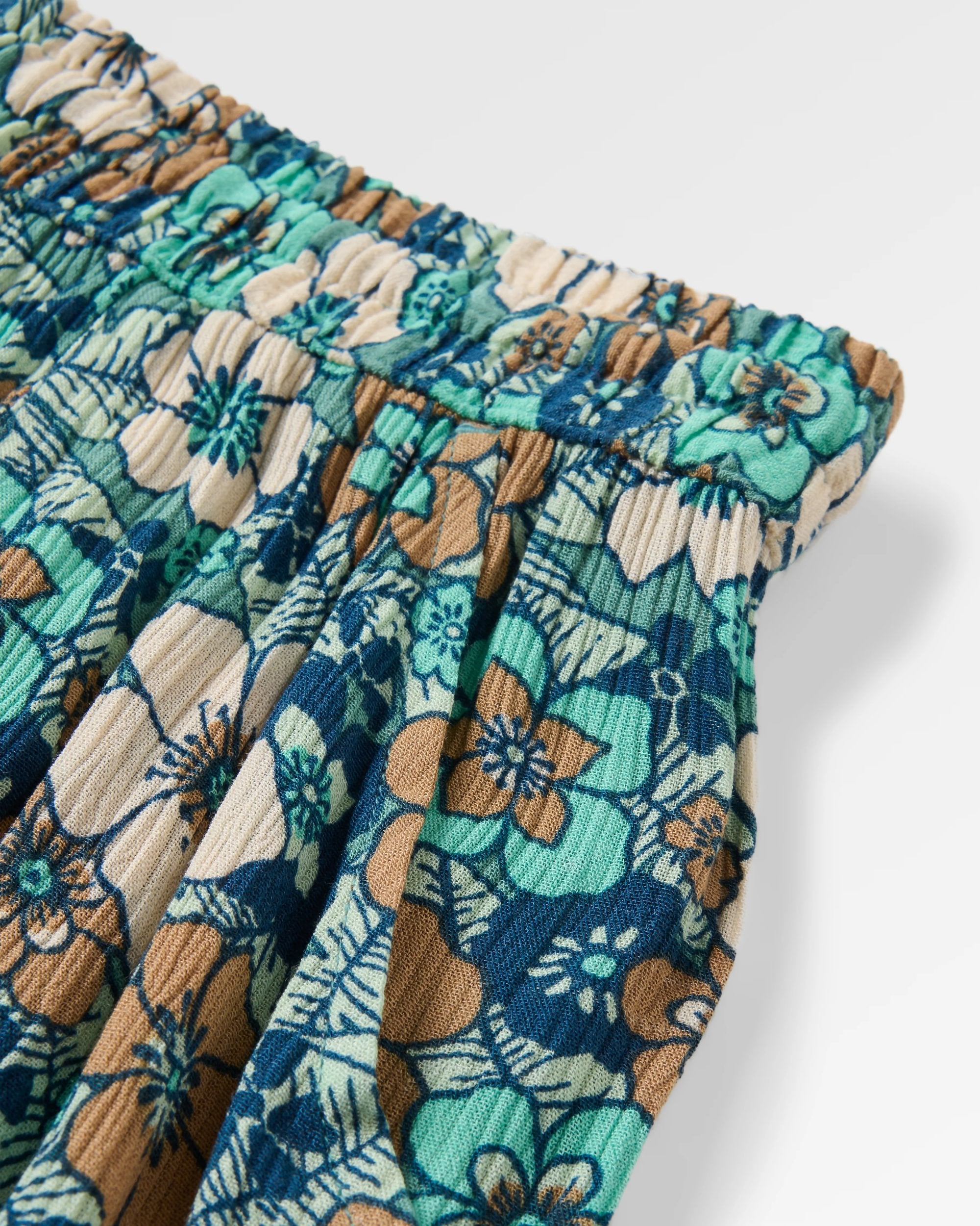 Dew EcoVero Woven Skirt - Vintage Floral Aqua - Flatlay
