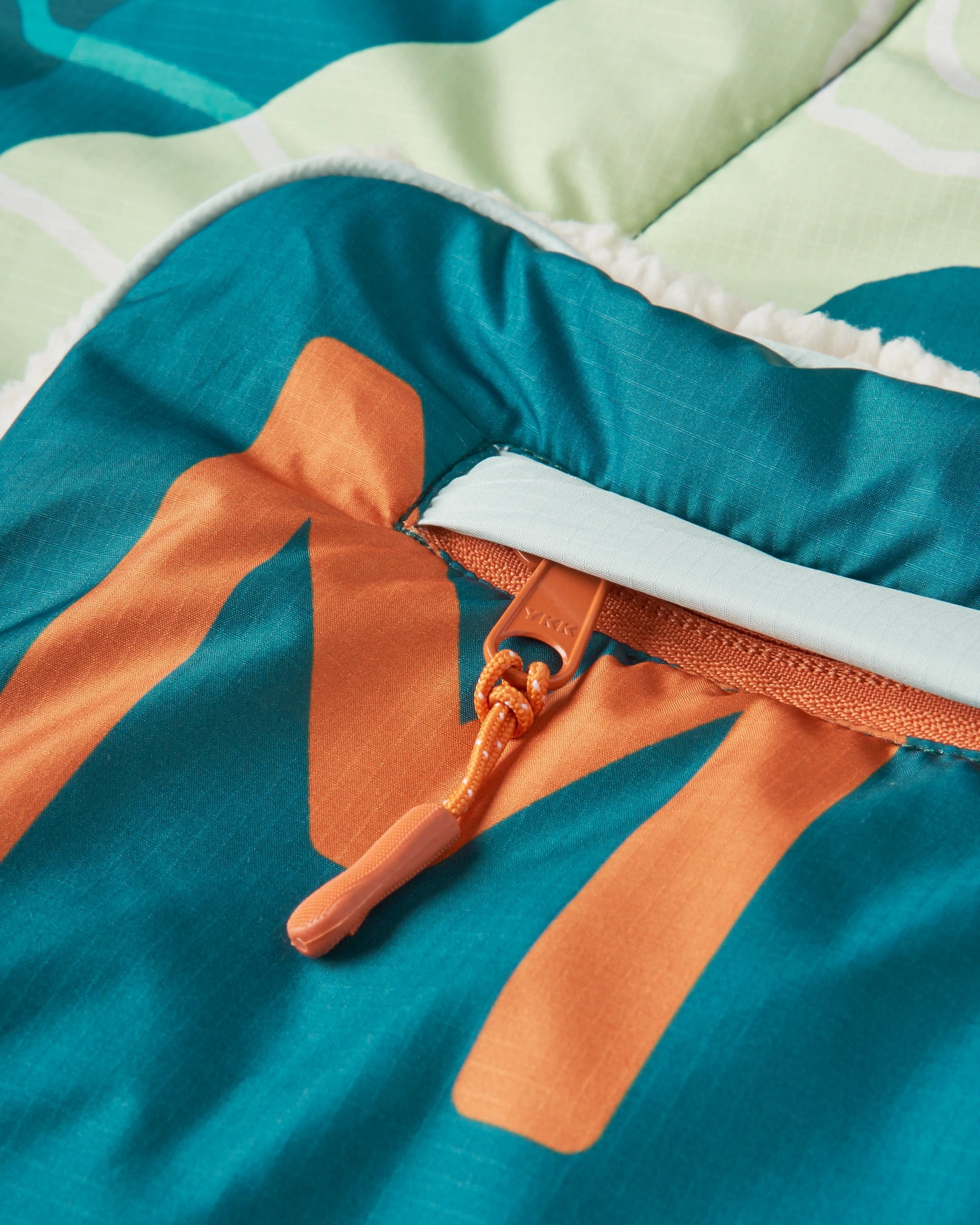 Cabin Recycled Sherpa Blanket - Abstract Mountain Green - Flatlay