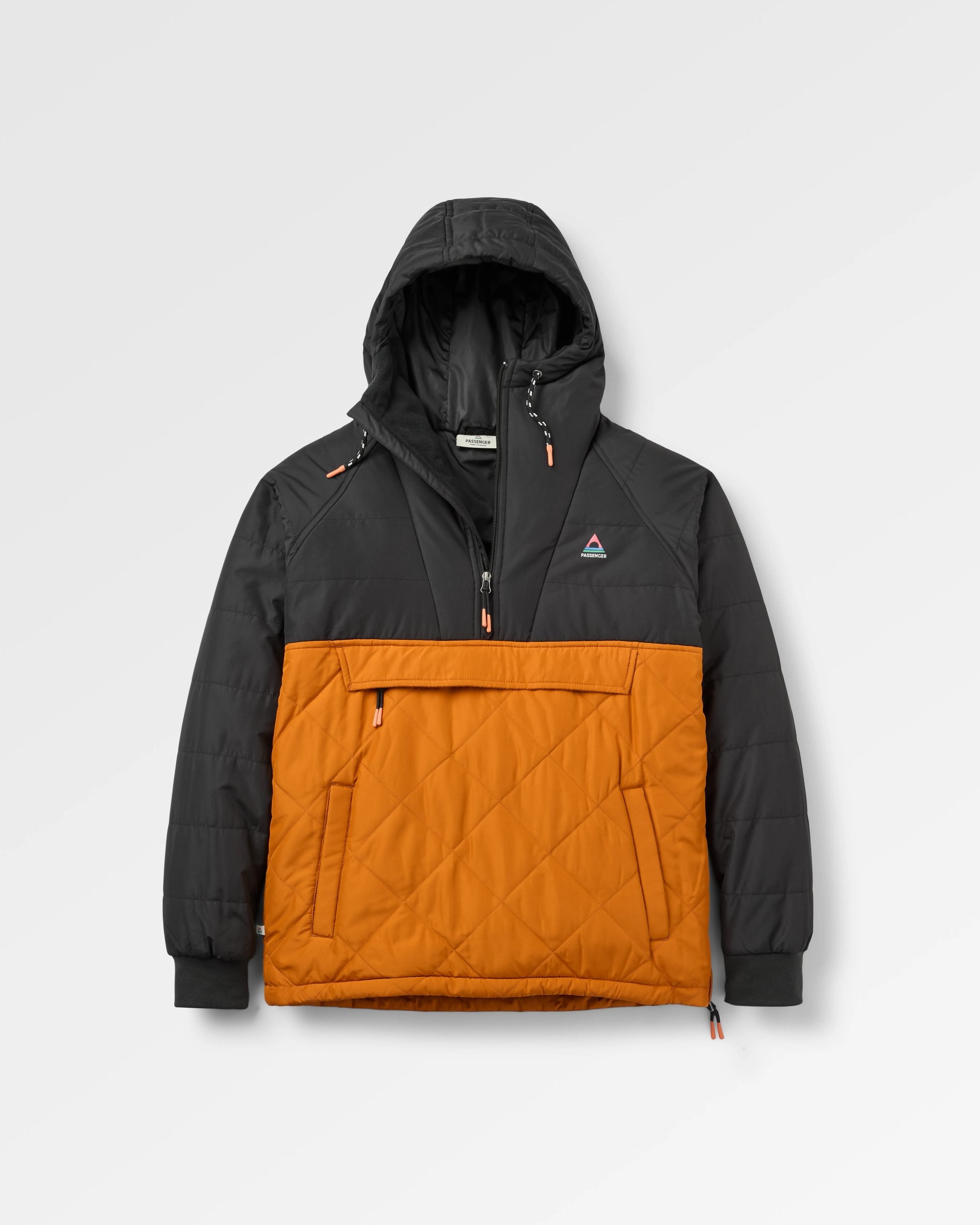 Oceanic Recycled Insulated Anorak - Black/Retro Orange  - Flatlay