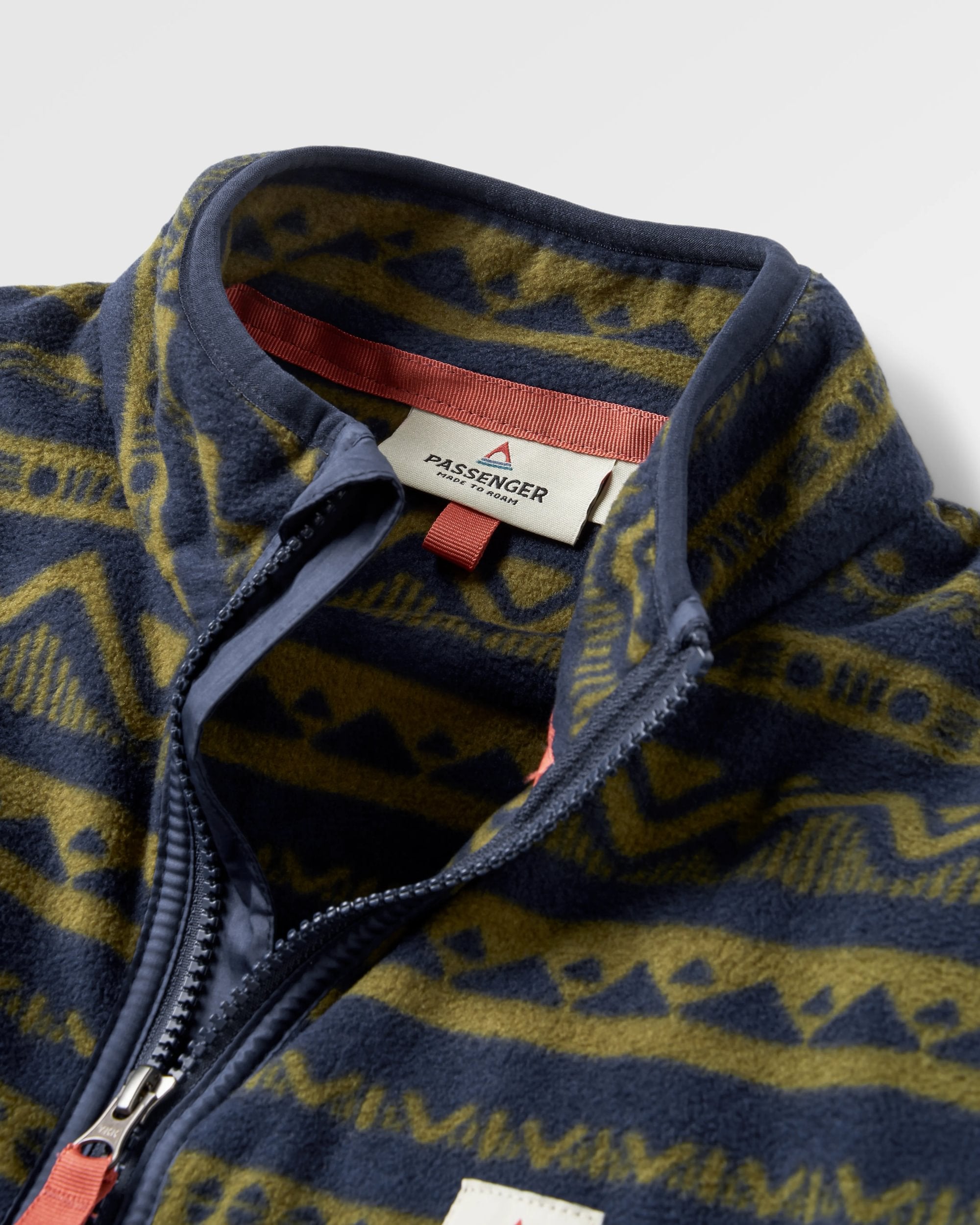 Set Off Recycled Polar 1/4 Zip Fleece - Mountain Geo Khaki/Rich Navy - Flatlay