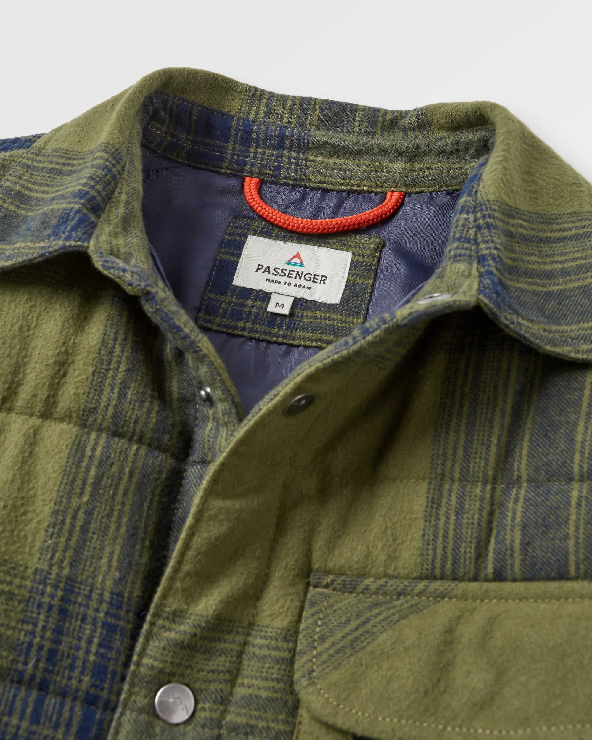 Taranaki Quilted Overshirt - Navy/Khaki Check - Flatlay
