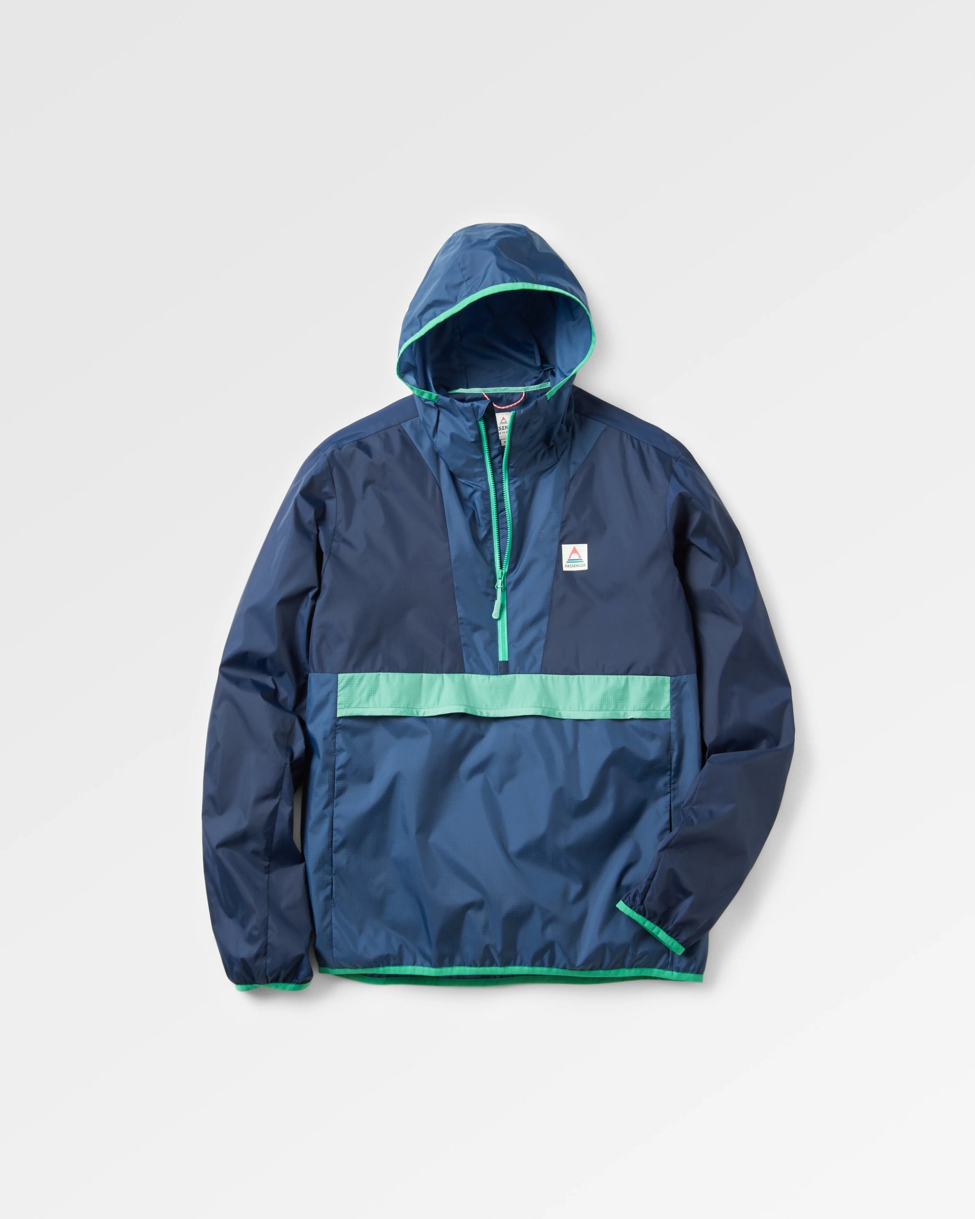 Gusto Recycled Windshell Anorak - Rich Navy/Dark Denim - Flatlay