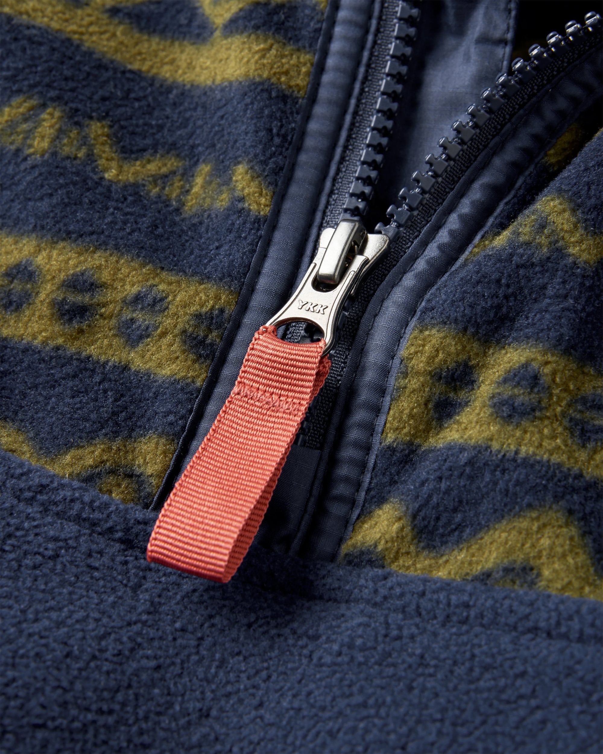 Set Off Recycled Polar 1/4 Zip Fleece - Mountain Geo Khaki/Rich Navy - Flatlay