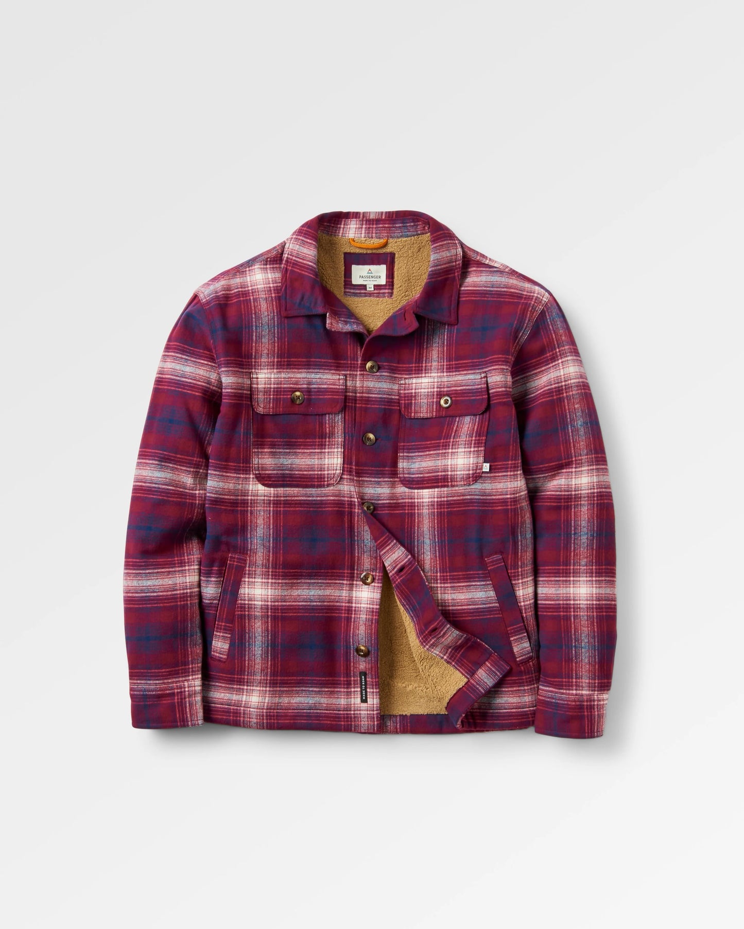 Freestyle Sherpa-Lined Overshirt - Wine/Rich Navy Check