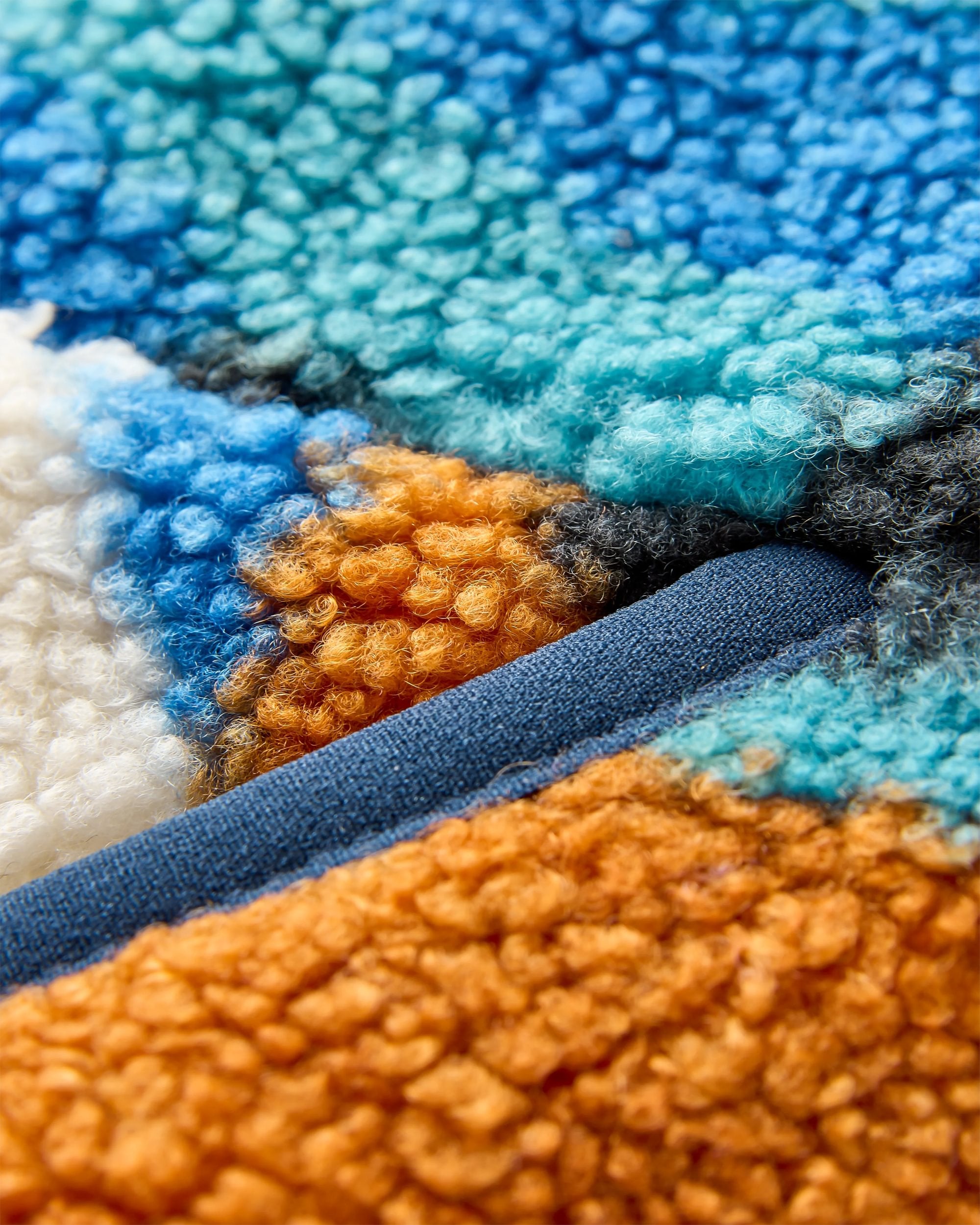 Ravi Recycled Sherpa Fleece - Mountain Foliage Blue - Flatlay