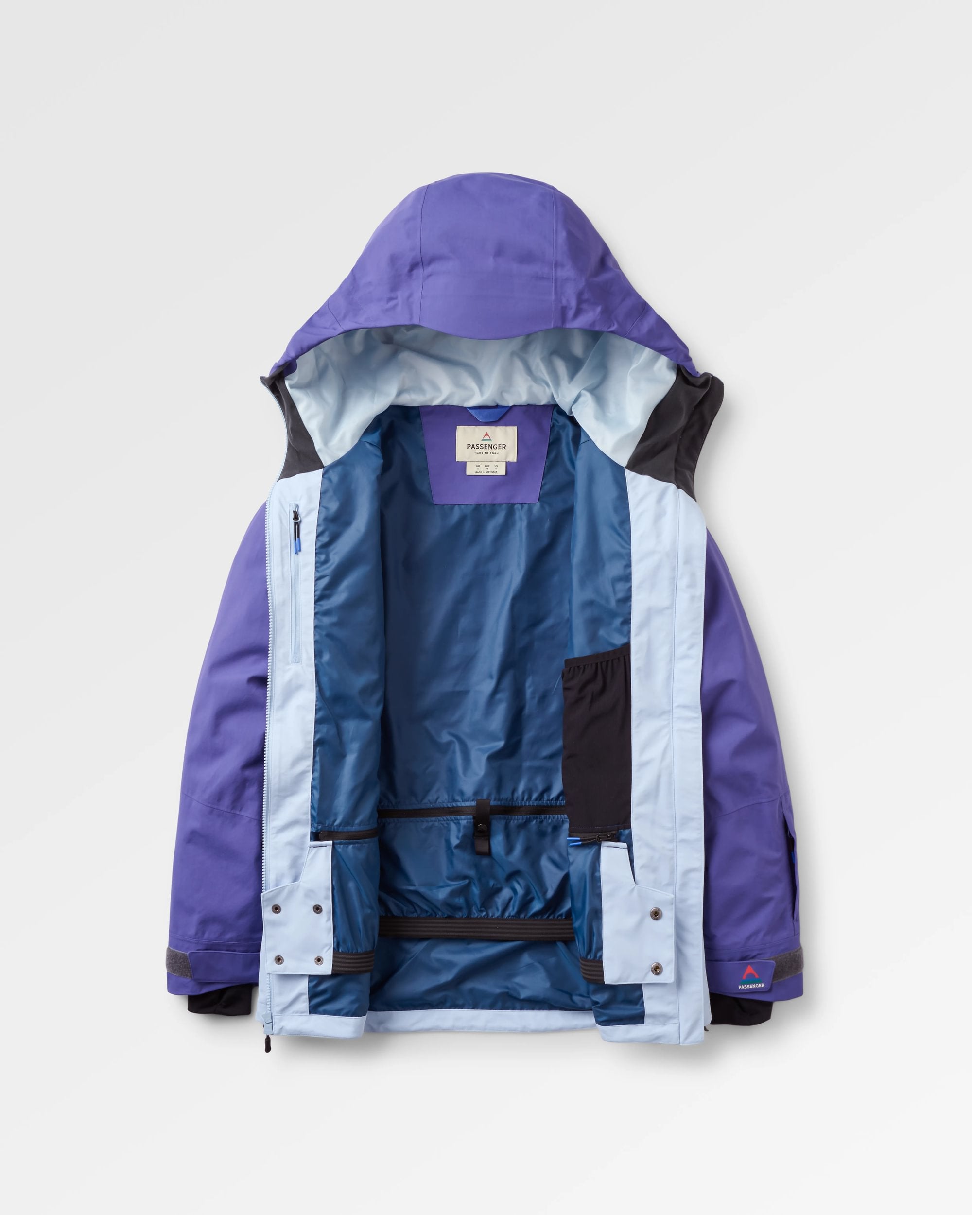Snowscape Women's Recycled Jacket - Purple Indigo/Ice Blue - Flatlay