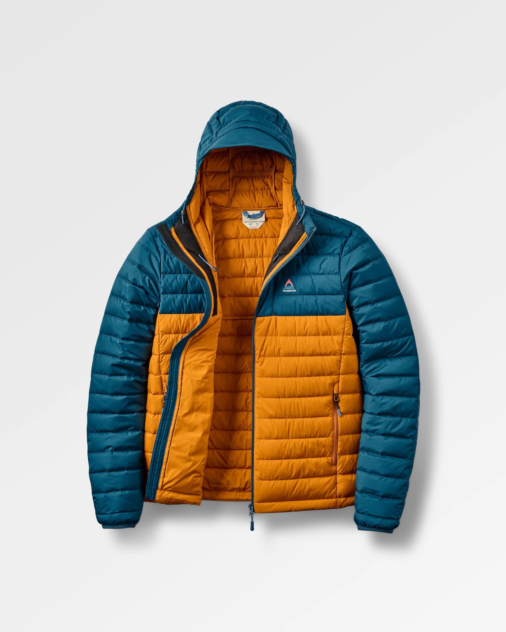 Ashland Down Recycled Jacket - Retro Orange/Tidal Blue - Flatlay