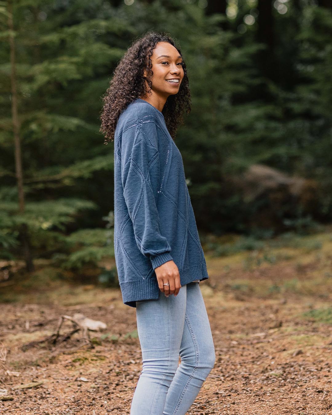 Palm Organic Oversized Knitted Jumper - Dark Denim