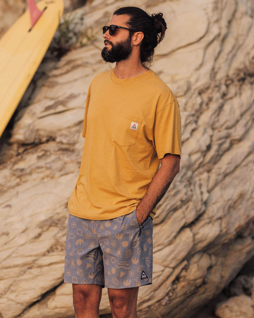 Heritage Recycled Cotton Pocket T-Shirt - Mustard Gold