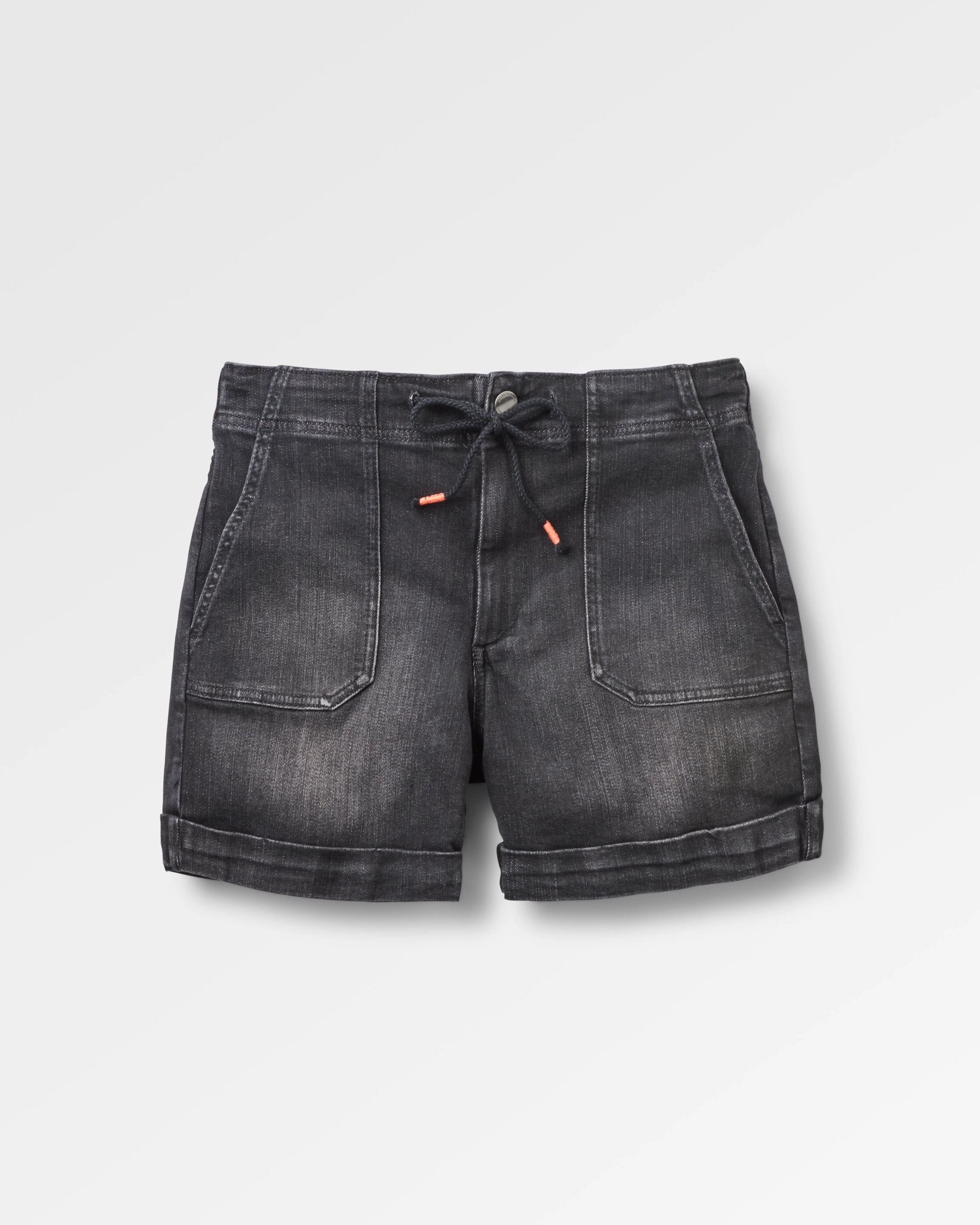 Carriso Denim Short - Washed Black Denim - Flatlay