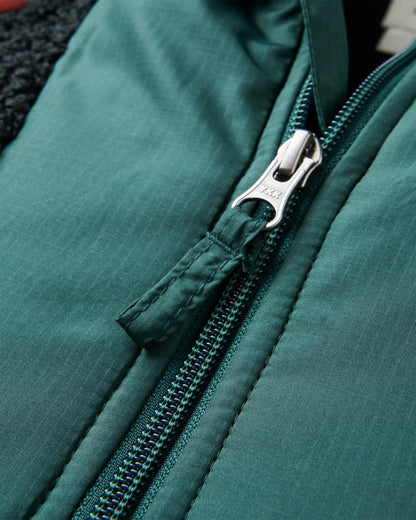 Woodland Recycled Polar-lined Sherpa Fleece - Black/ Dark Forest - Flatlay