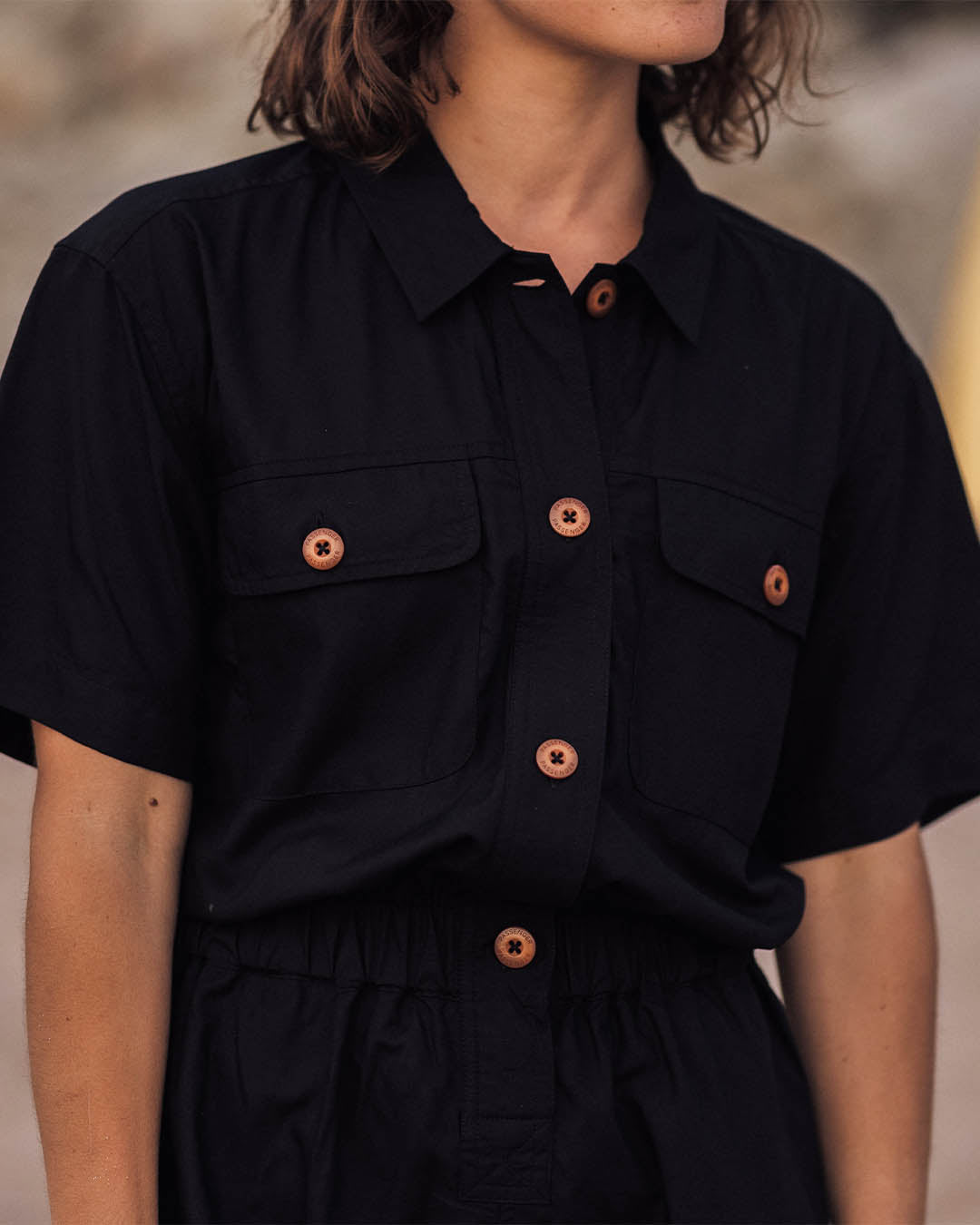 Topaz Short Boiler Suit - Black