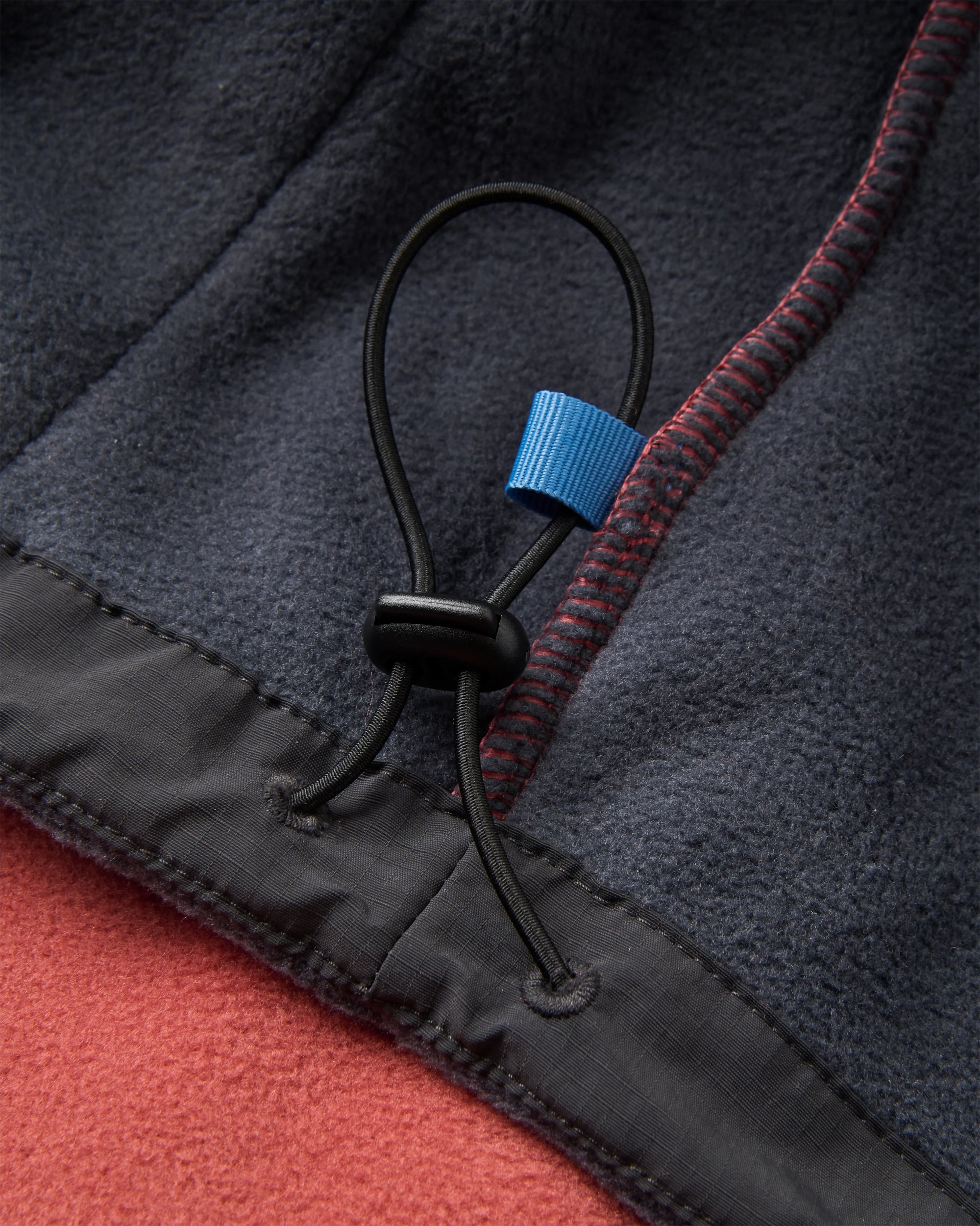 Woodland Hooded 1/2 Zip Recycled Polartec® Fleece - Redwood/Charcoal - Flatlay