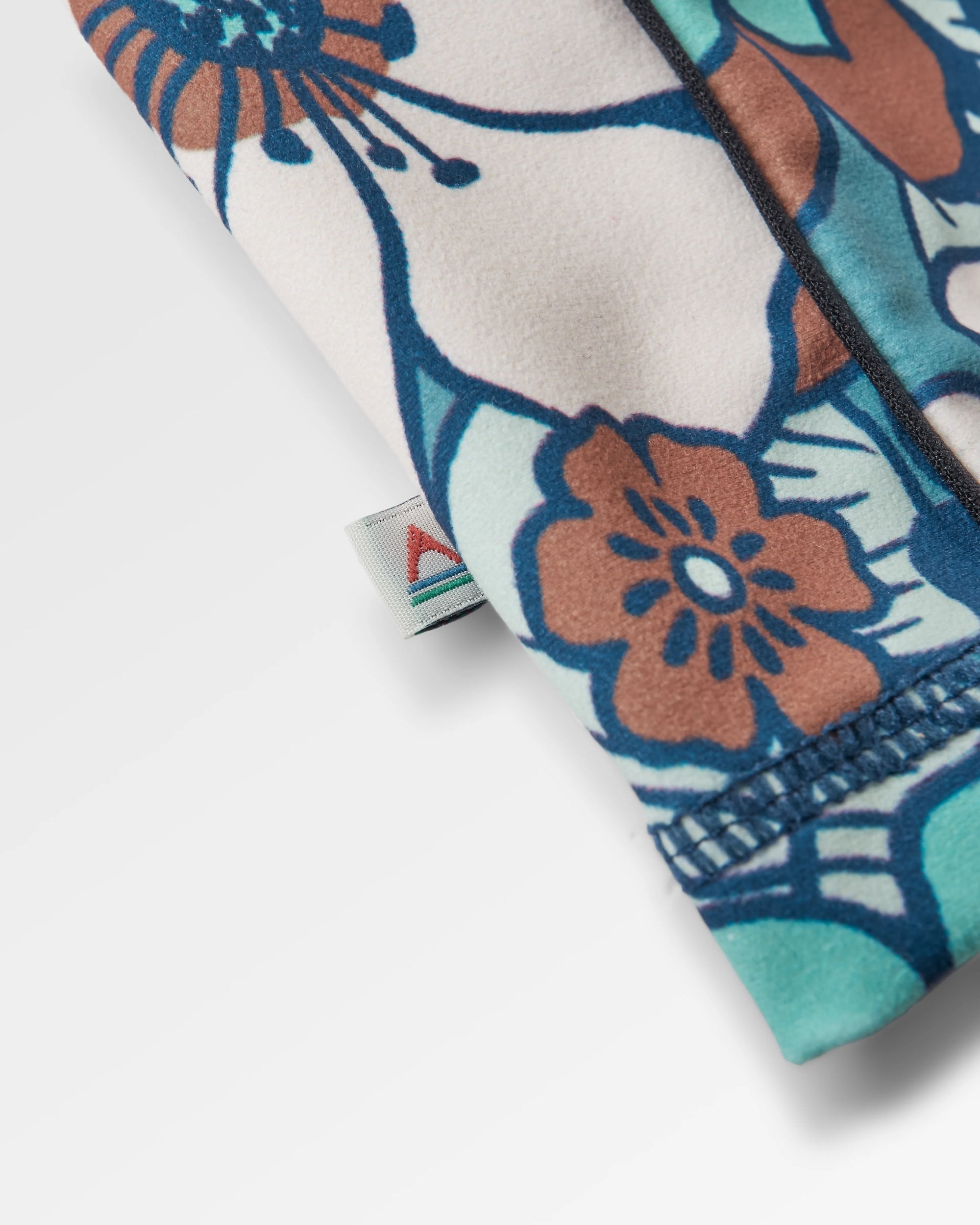 Mantra Recycled Active Crop Top - Vintage Floral Aqua - Flatlay