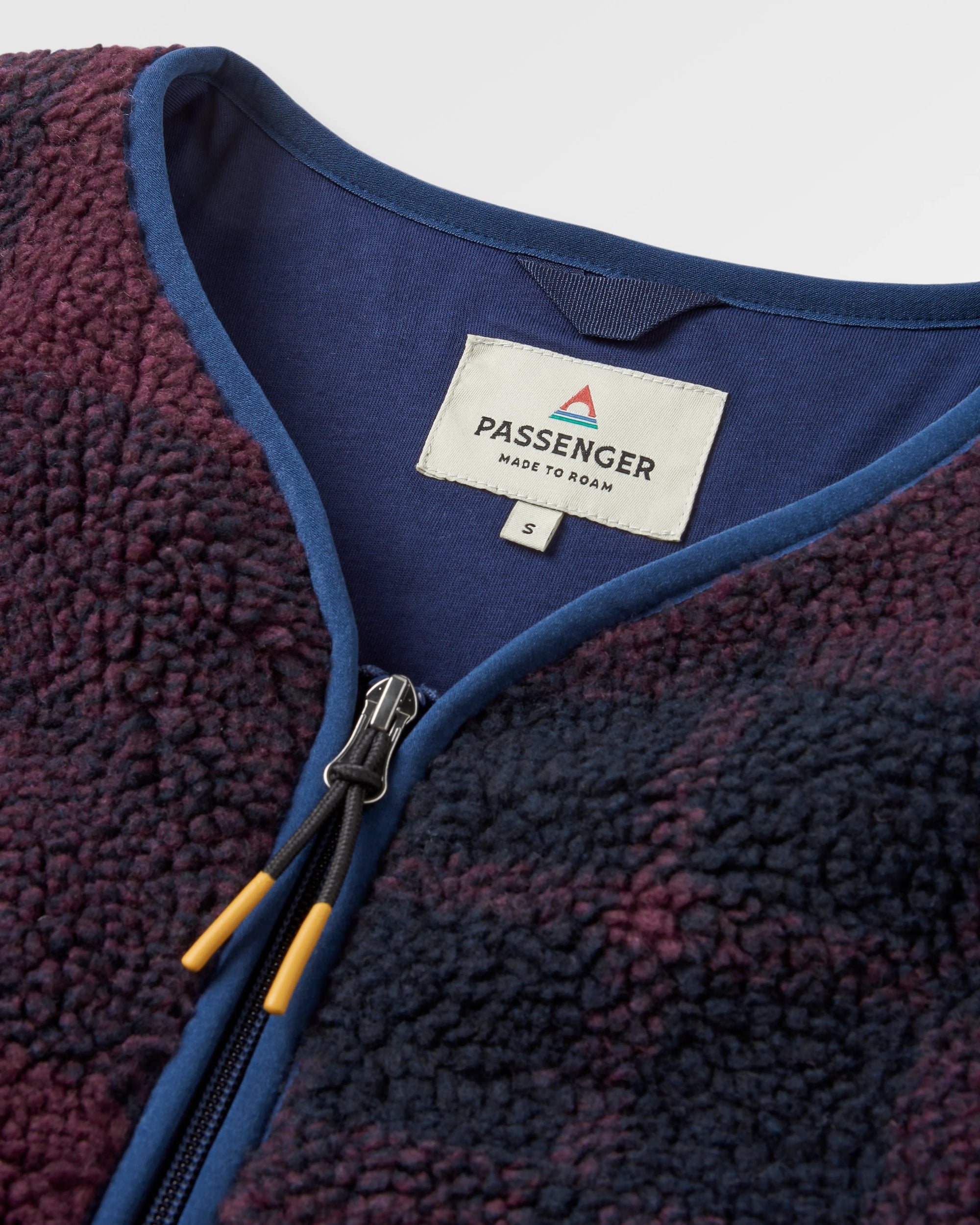 Tawny Recycled Deep-Pile Sherpa Fleece - Deep Plum/Deep Navy Check - Flatlay