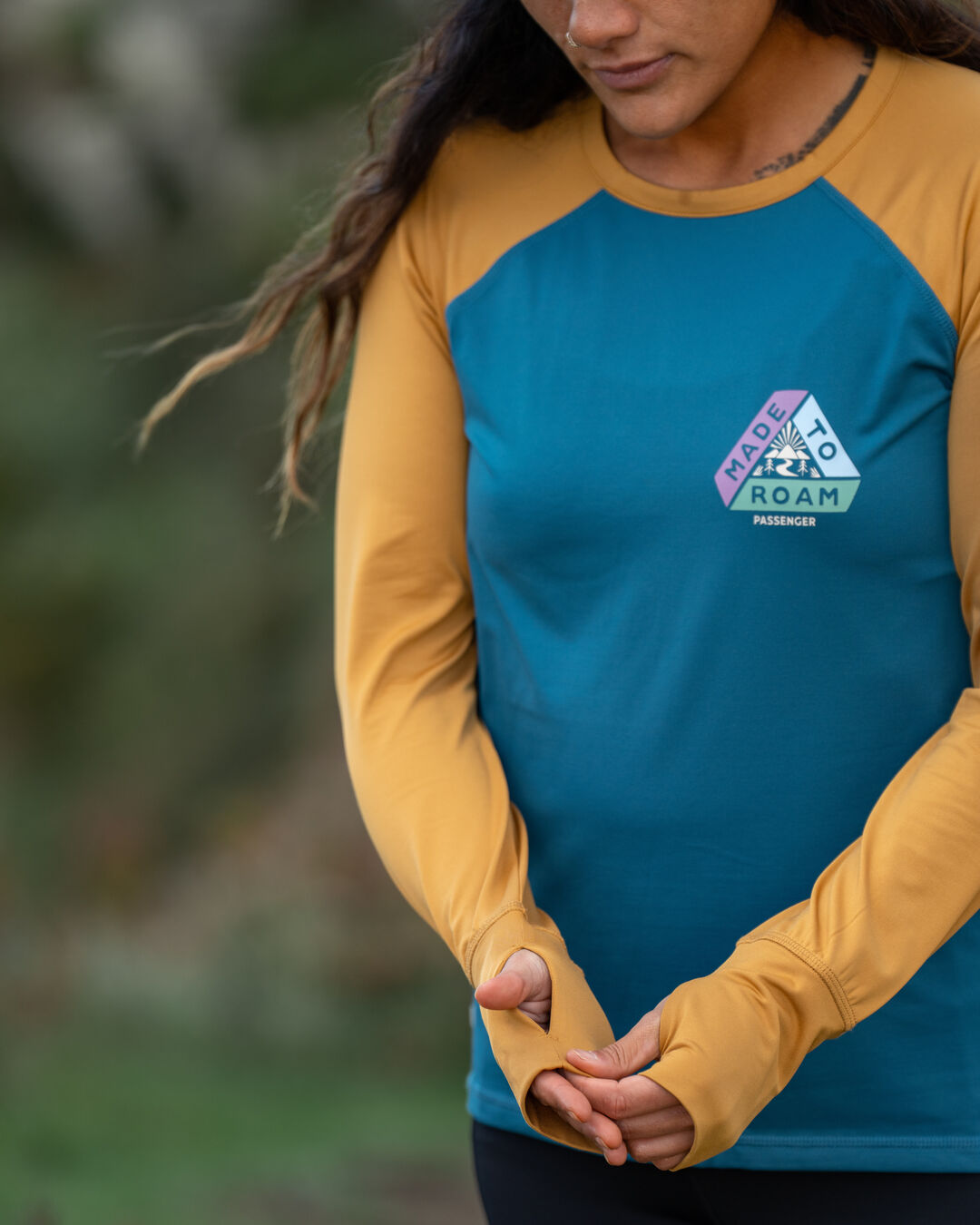 River Recycled Active LS T-Shirt - Dusty Ochre/ Corsair Blue - Lifestyle