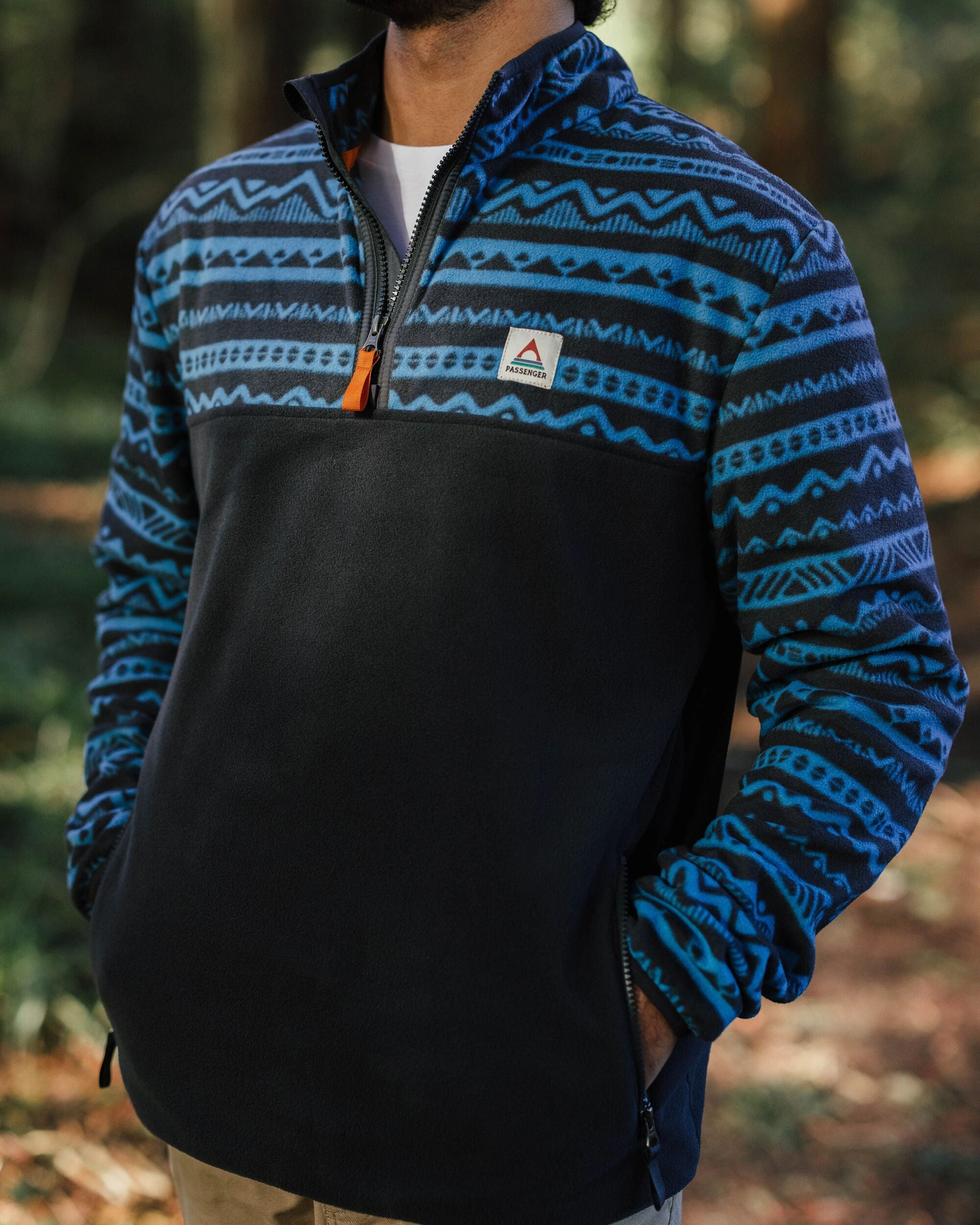 Set Off Recycled Polar 1/4 Zip Fleece - Mountain Geo Charcoal/Bluejay - Lifestyle
