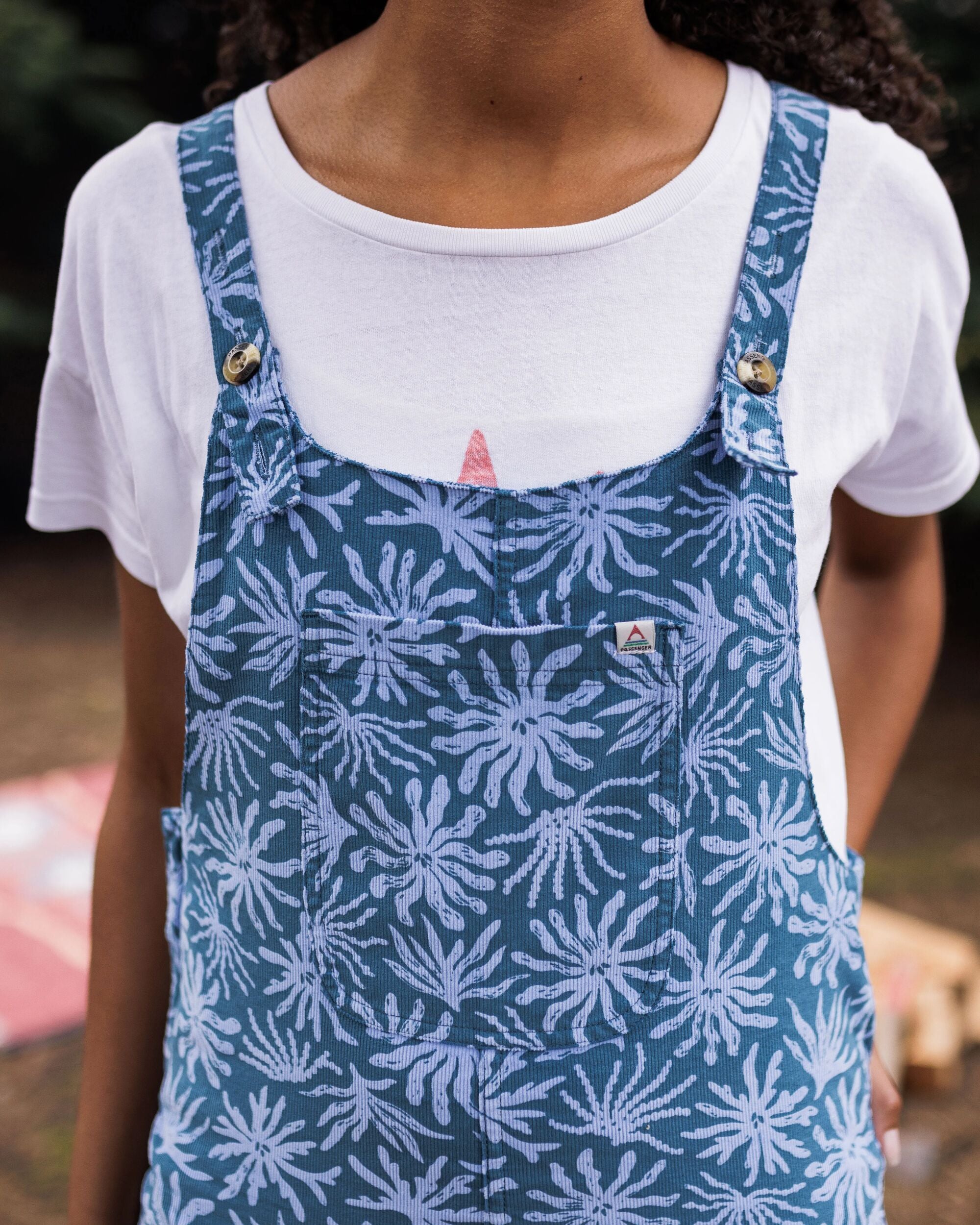 Meadows Organic Cotton Cord Dungarees - Seaweed Blue Steel - Lifestyle
