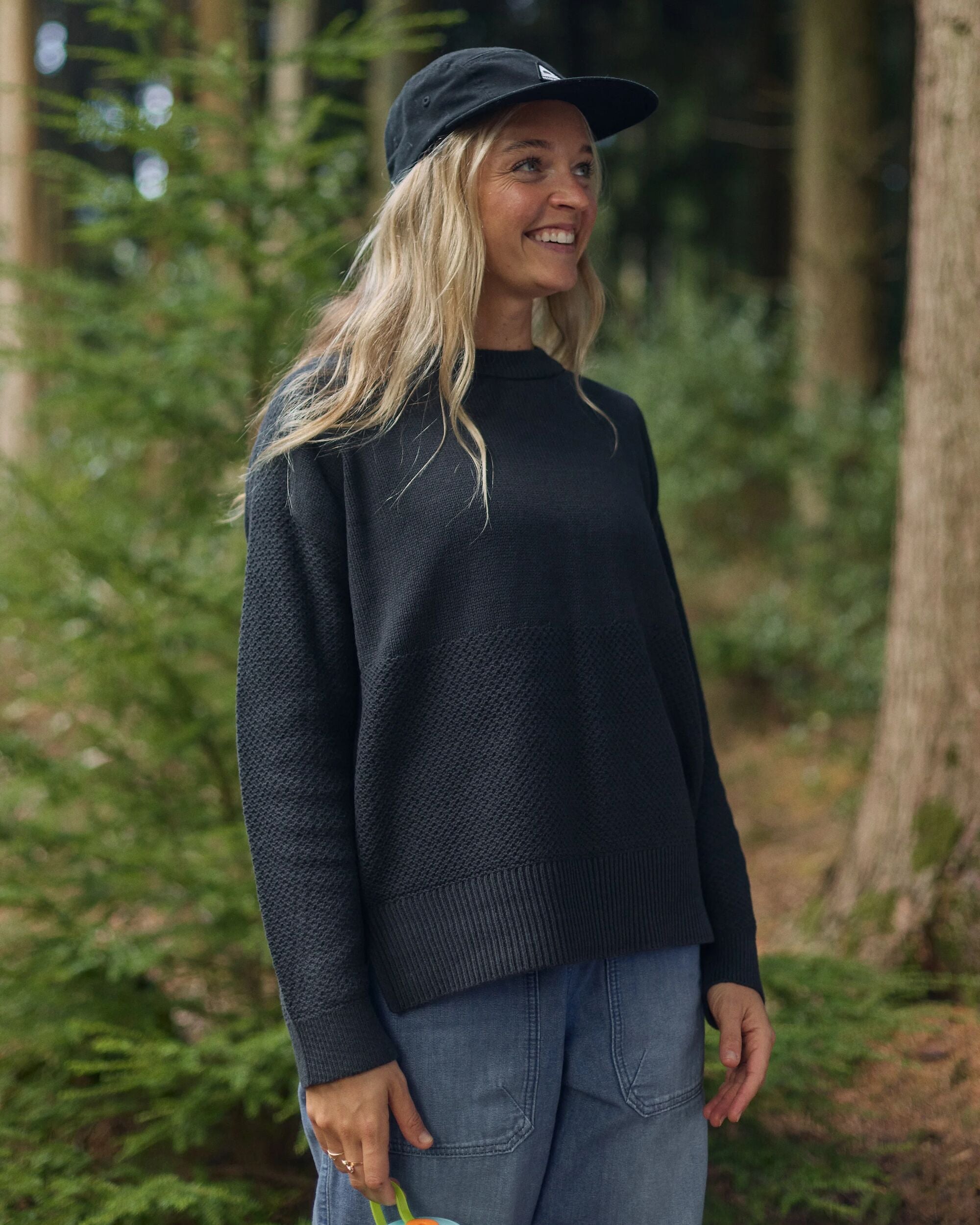 Cove Organic Cotton Knitted Jumper - Black - Lifestyle