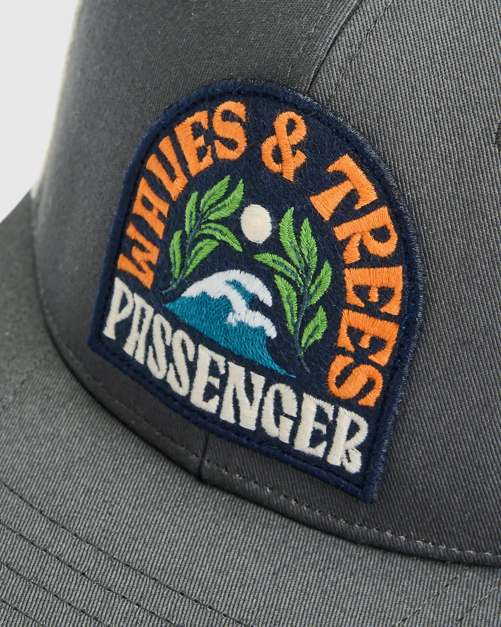 Dawning Organic Cotton Trucker Cap - Charcoal - Flatlay