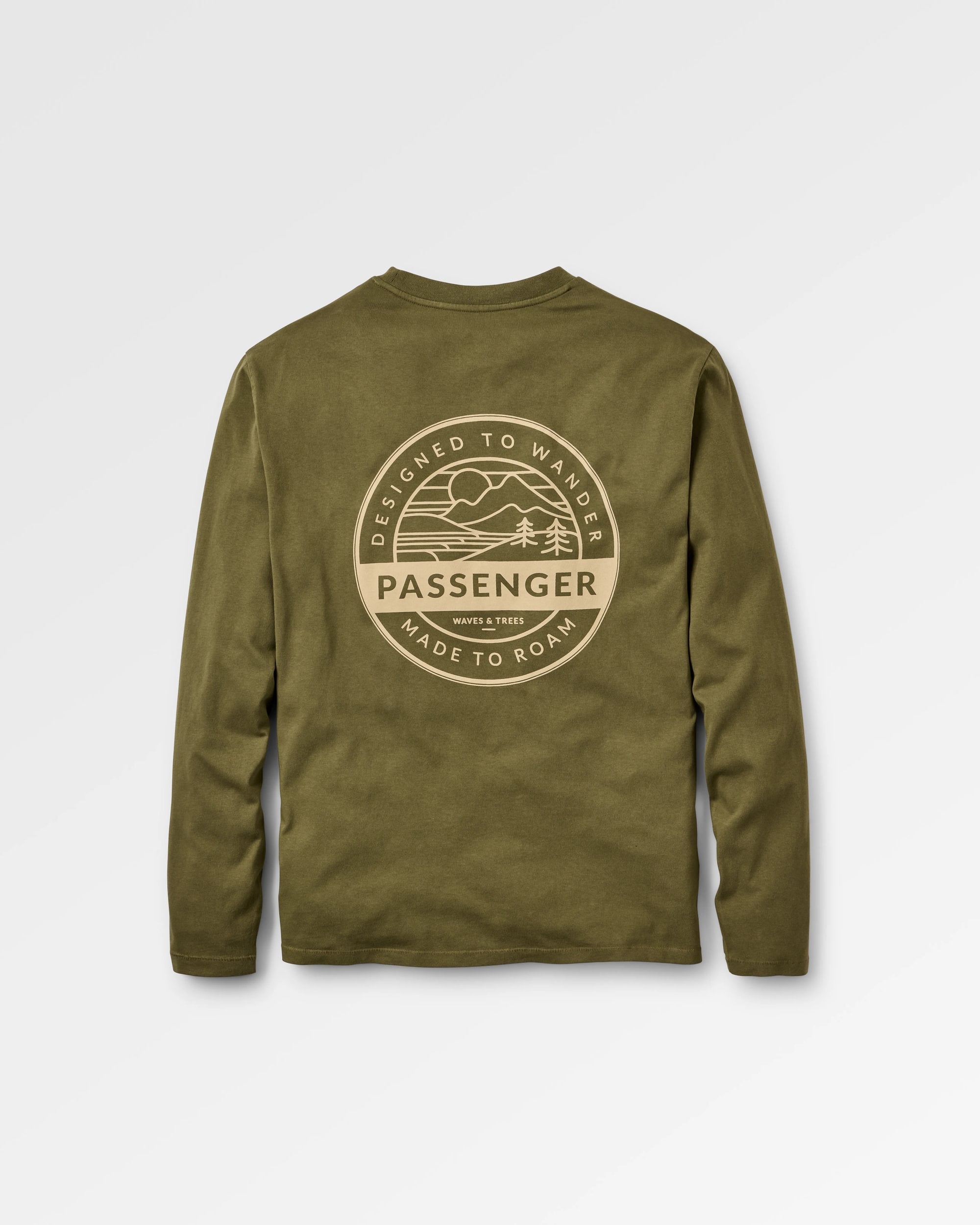 Odyssey Recycled Cotton LS T-Shirt - Dark Olive - Flatlay