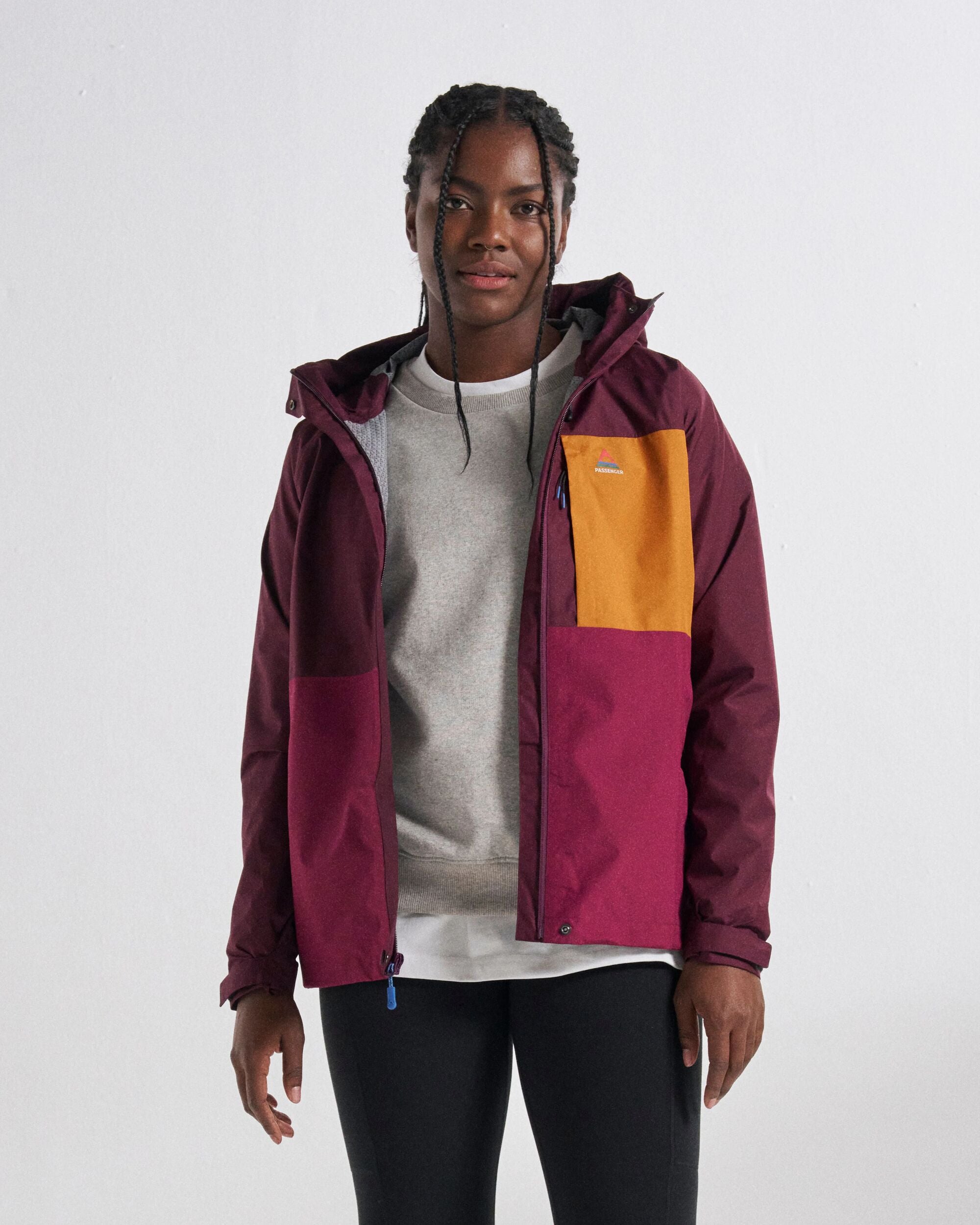 Trailscape Women's Recycled Waterproof Jacket - Fig/Wild Berry  - Studio Model