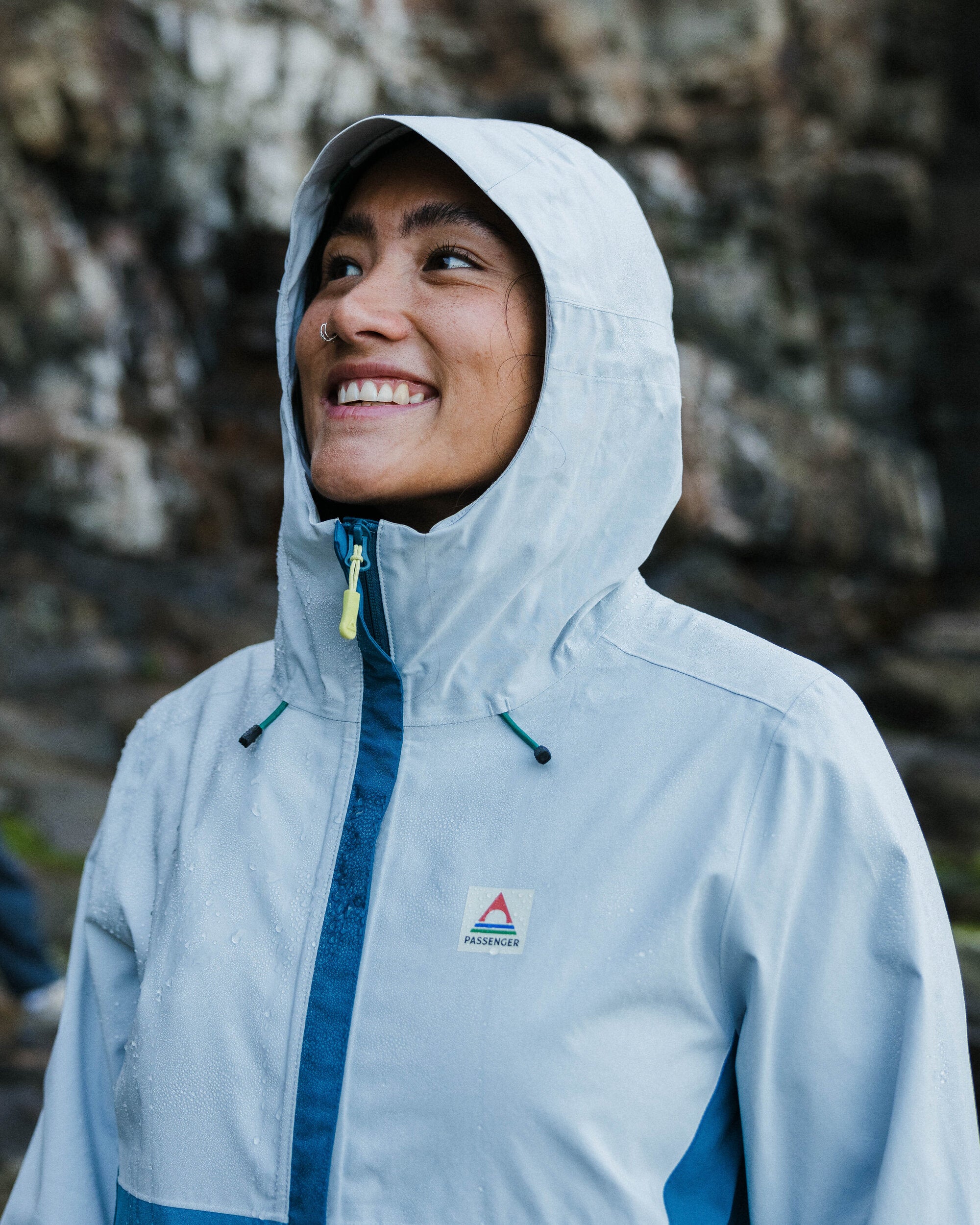 Rainstorm Recycled Waterproof Jacket - Grey Blue/Blue Steel - Lifestyle