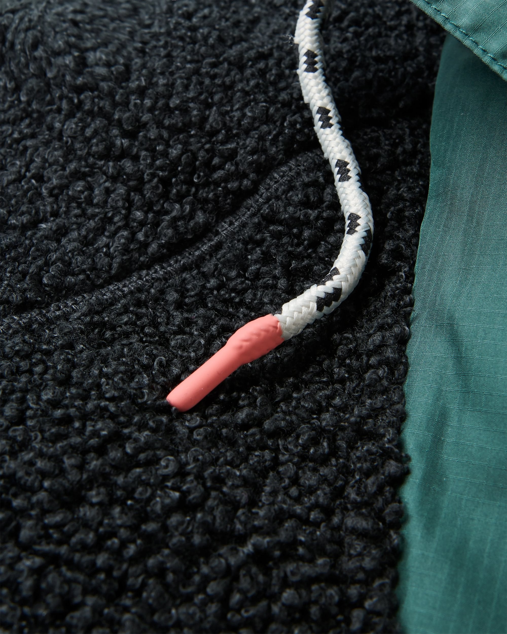 Woodland Recycled Polar-lined Sherpa Fleece - Black/ Dark Forest - Flatlay