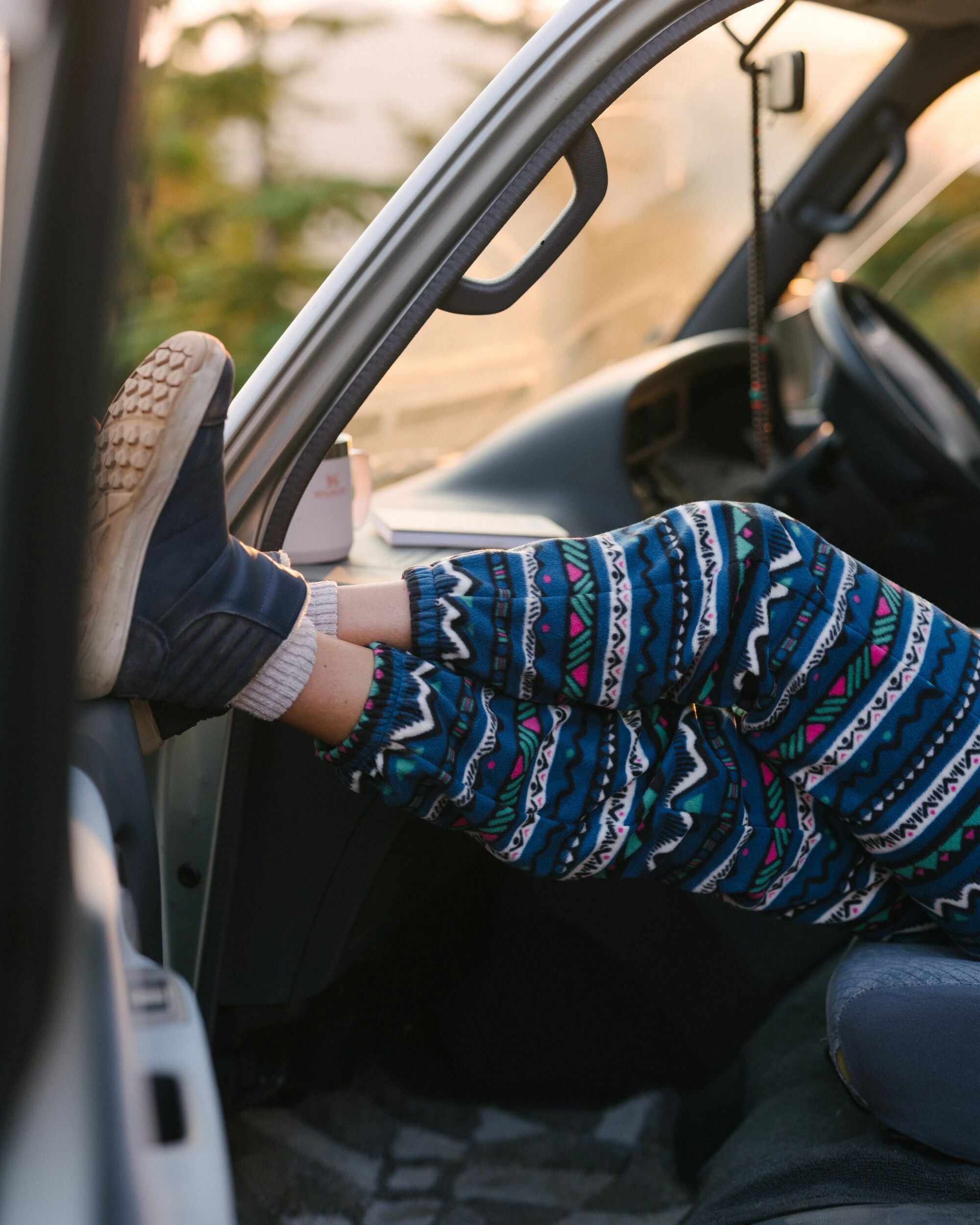 Ace Recycled Polar Fleece Dungarees - Mountain Geo Tidal Blue - Lifestyle